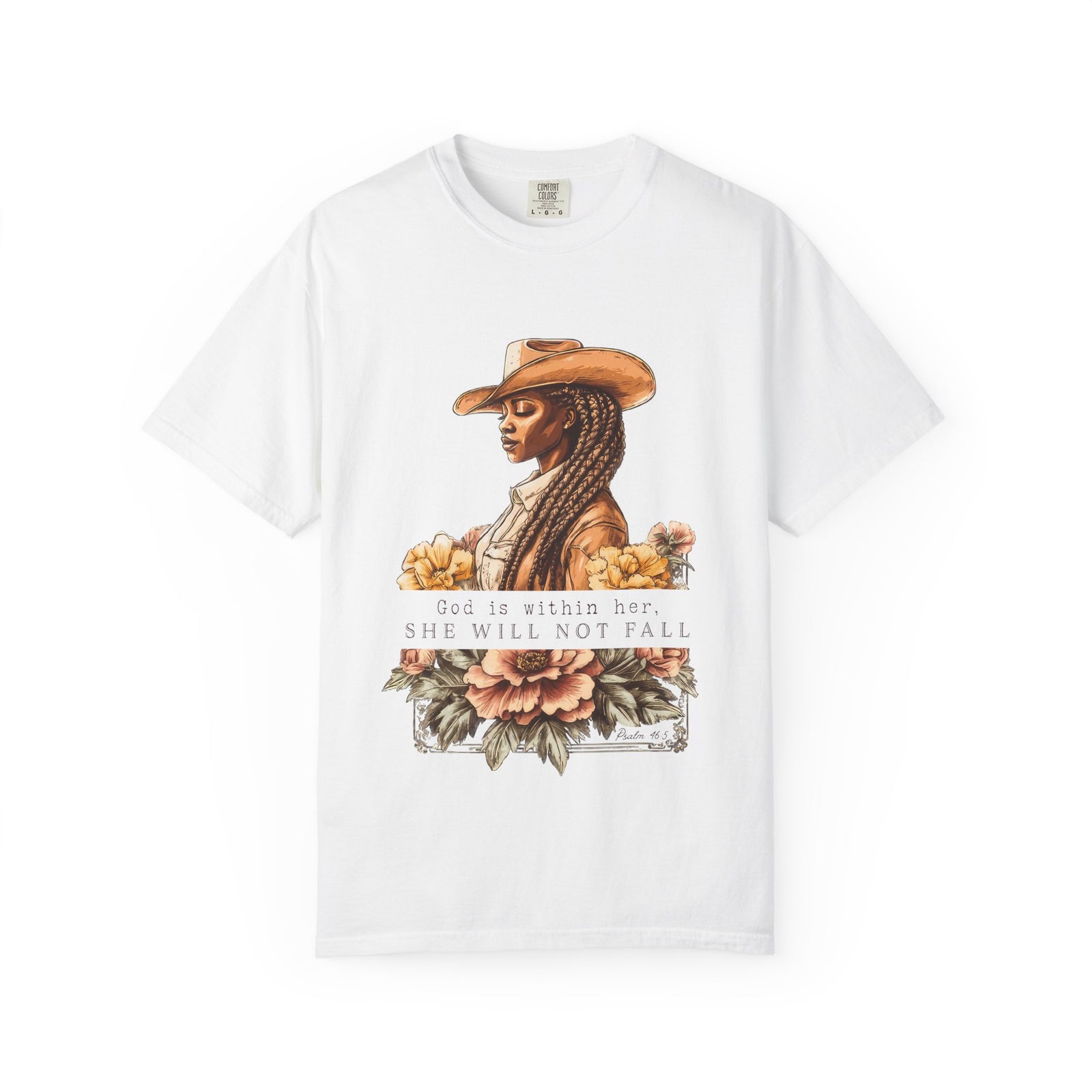 God is With Her She Will Not Fall T-Shirt Floral Cowgirl Empowerment Tee