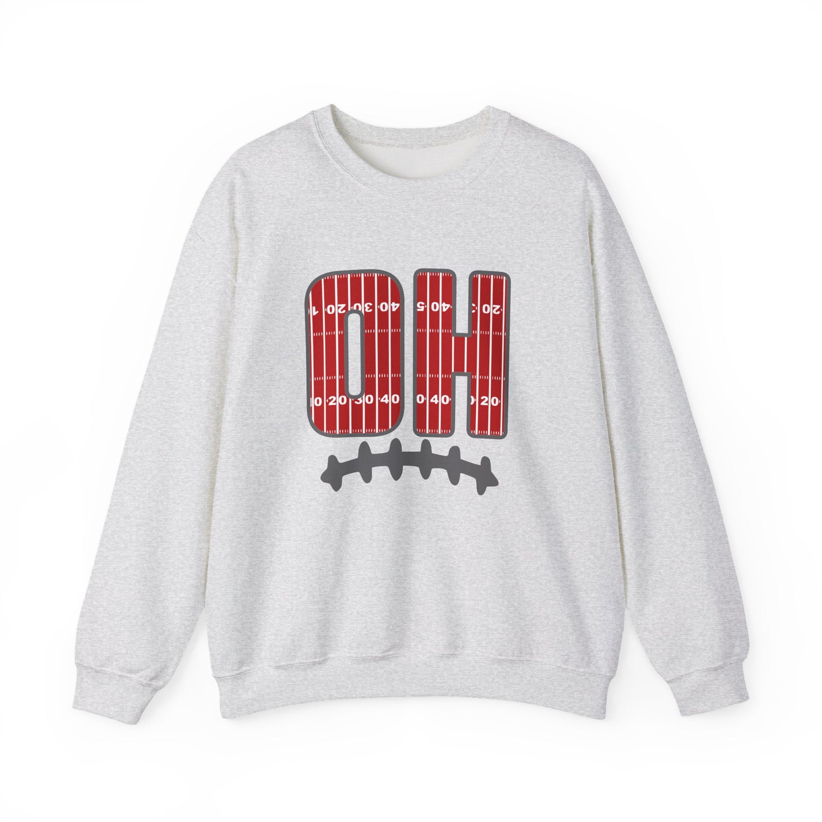 OH Football Field Stripe Ohio State Crew Neck Sweatshirt Scarlet & Gray Gameday Pullover