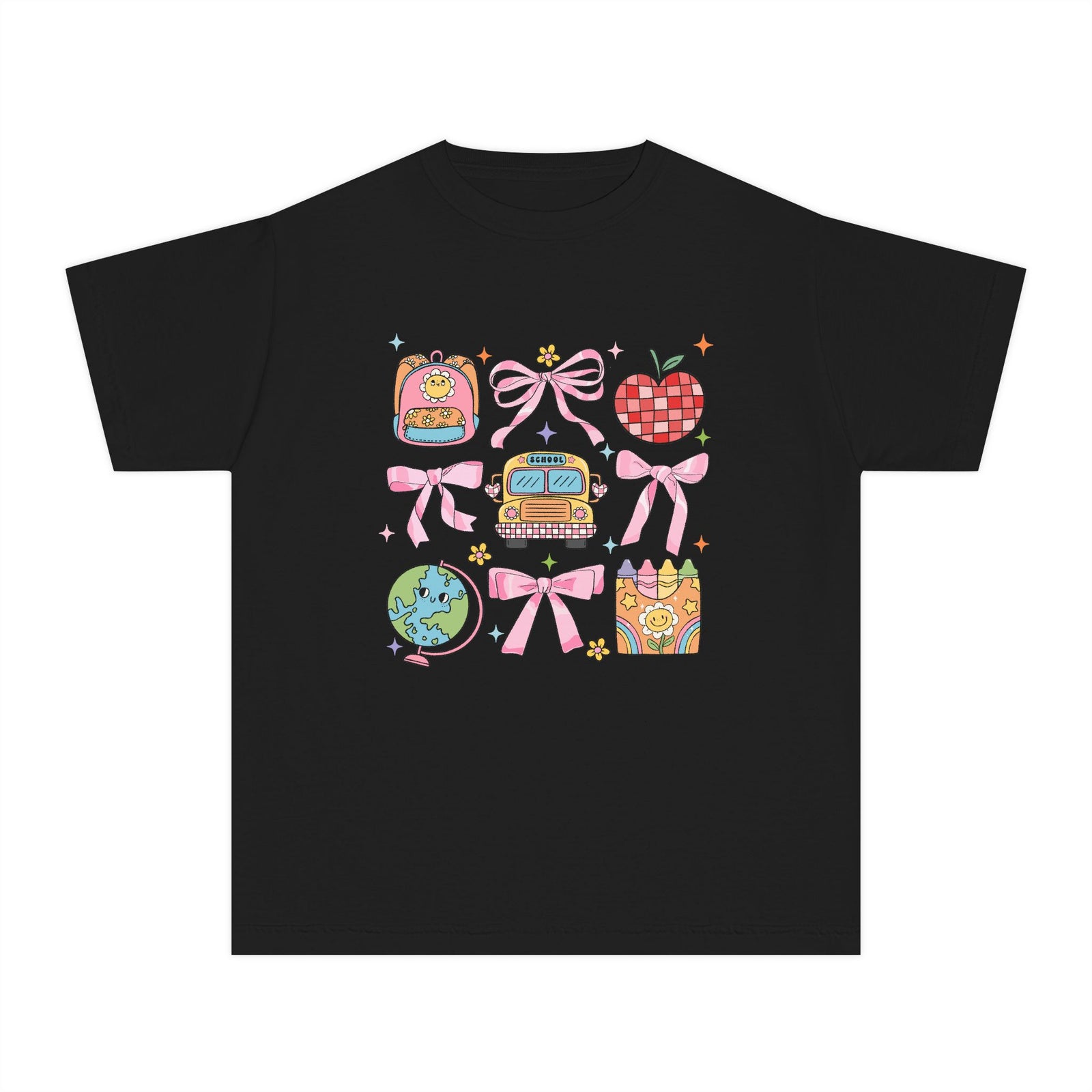 Coquette Back to School Bow Graphic Tee Kids Preppy Cute T-Shirt