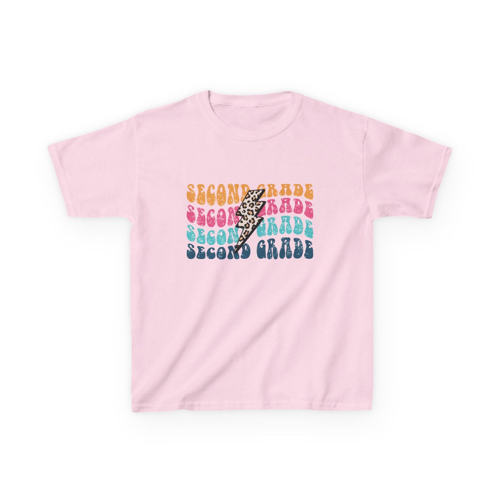 Second Grade Leopard Lightning Graphic Tee Back-to-School 2nd Grade Kids T-Shirt