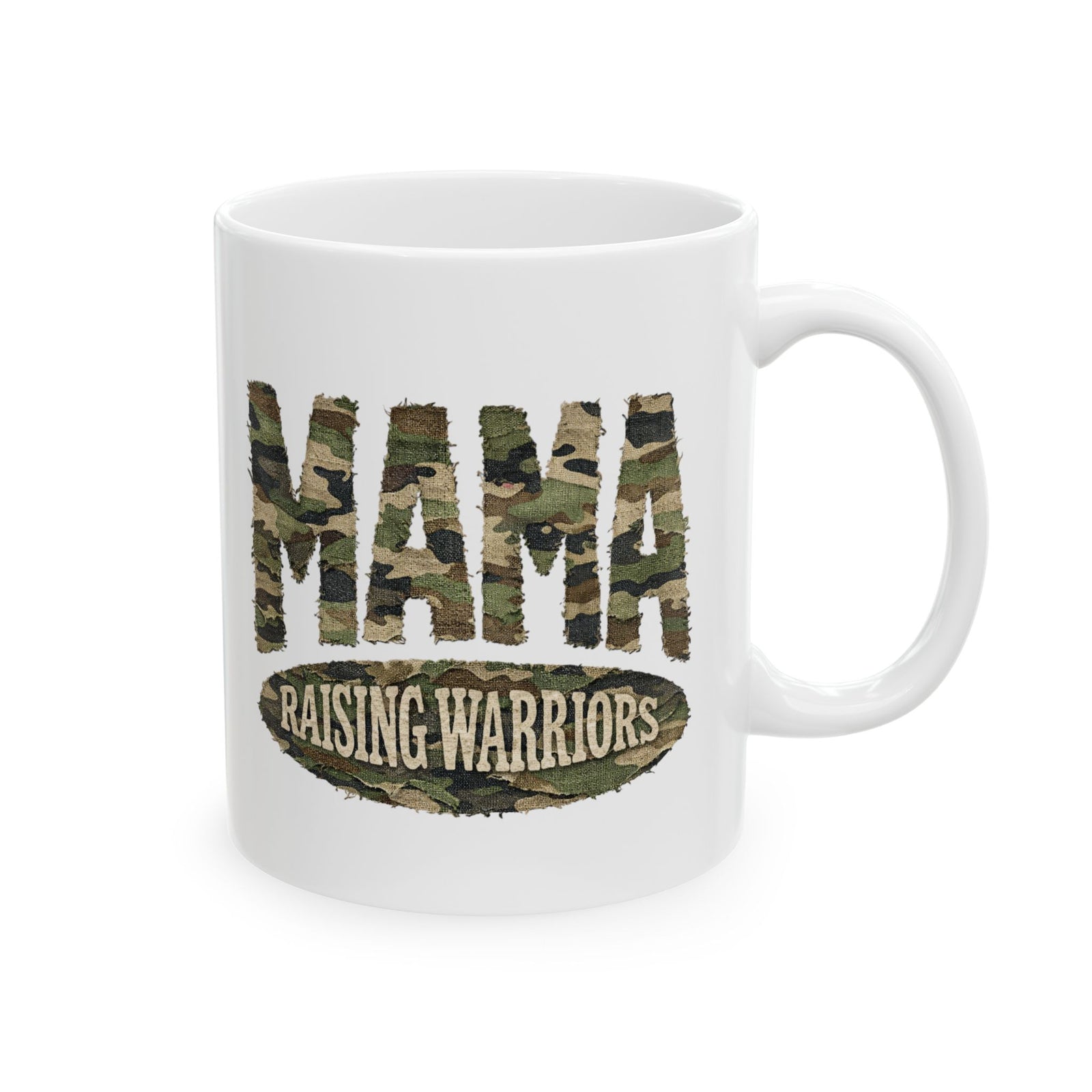 Camo Mama Raising Warriors Cute Ceramic Mug Coffee Cup (11oz & 15oz)