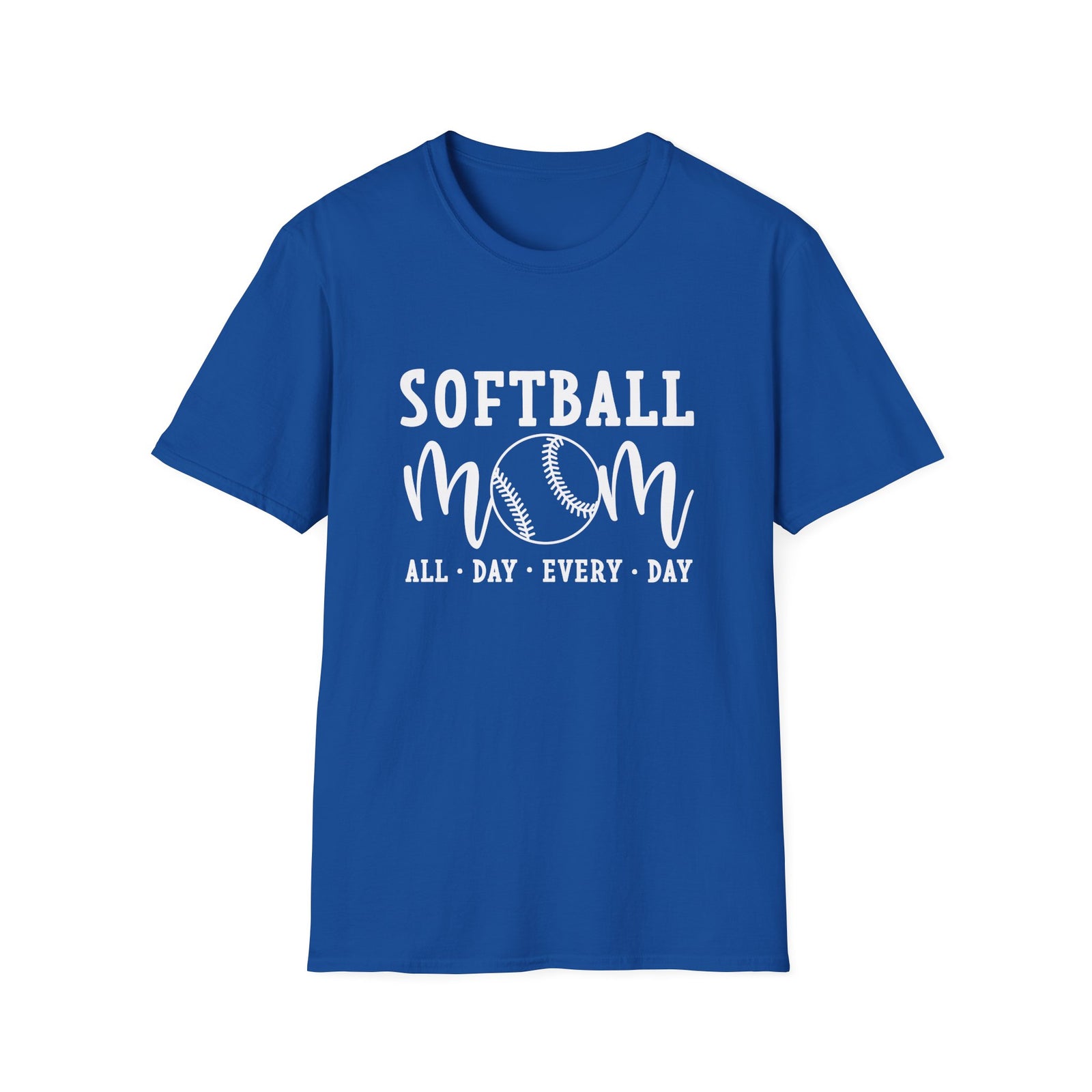 Softball Mom All Day Graphic T-Shirt Cute Sports Mom Tee (12 Team Colors)