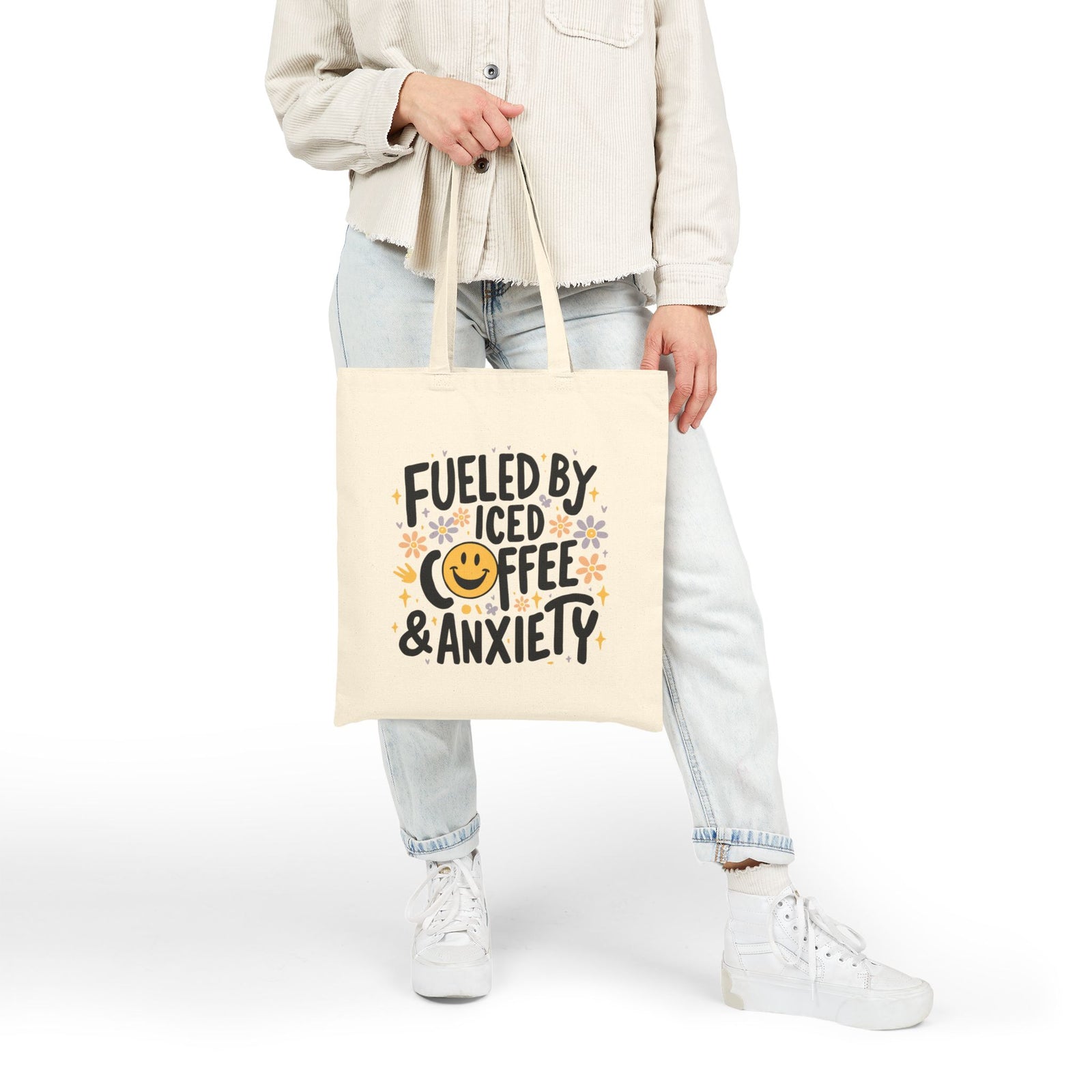 Fueled by Iced Coffee & Anxiety Cotton Canvas Tote Bag