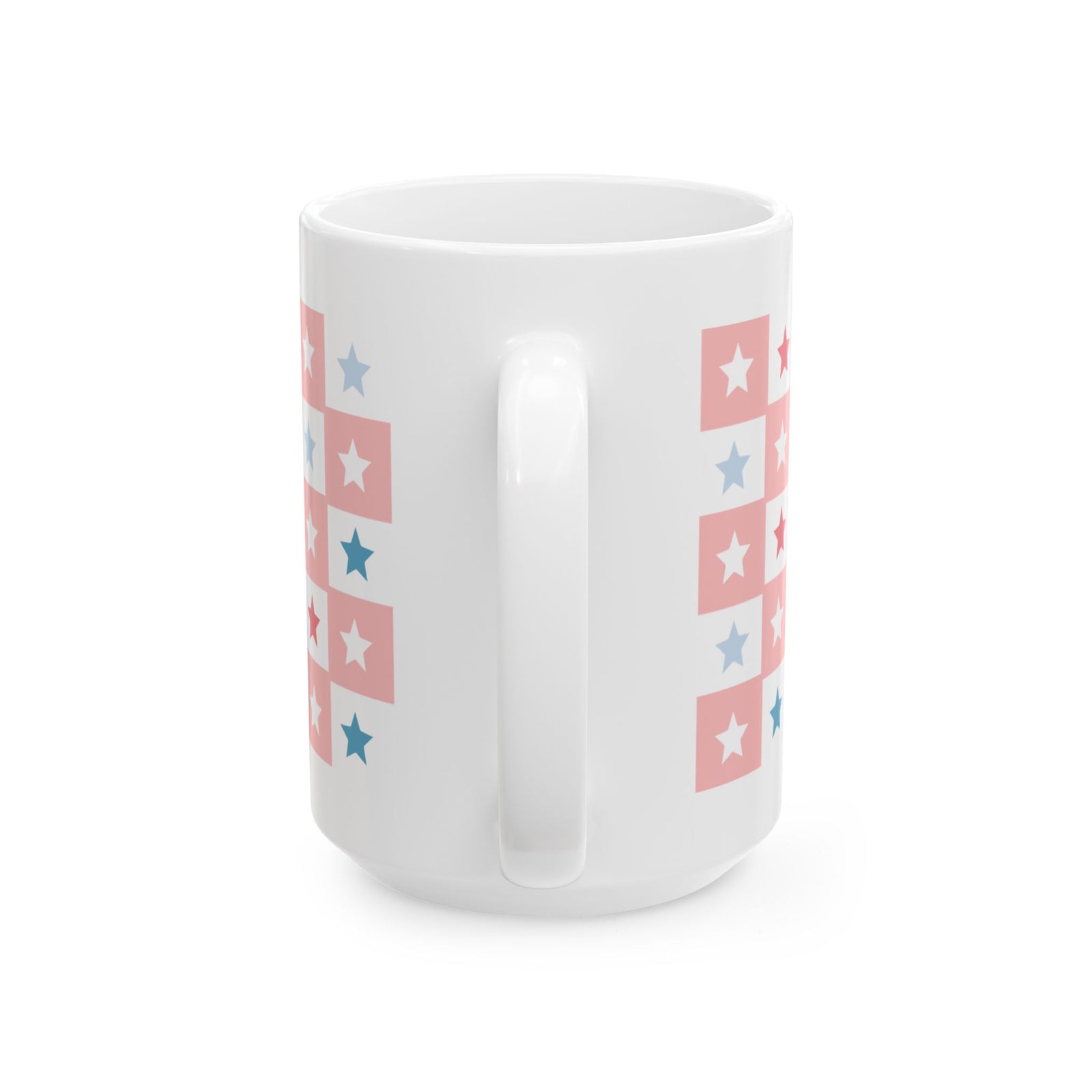 Checkered Stars Cute Ceramic Mug Coffee Cup (11oz & 15oz)