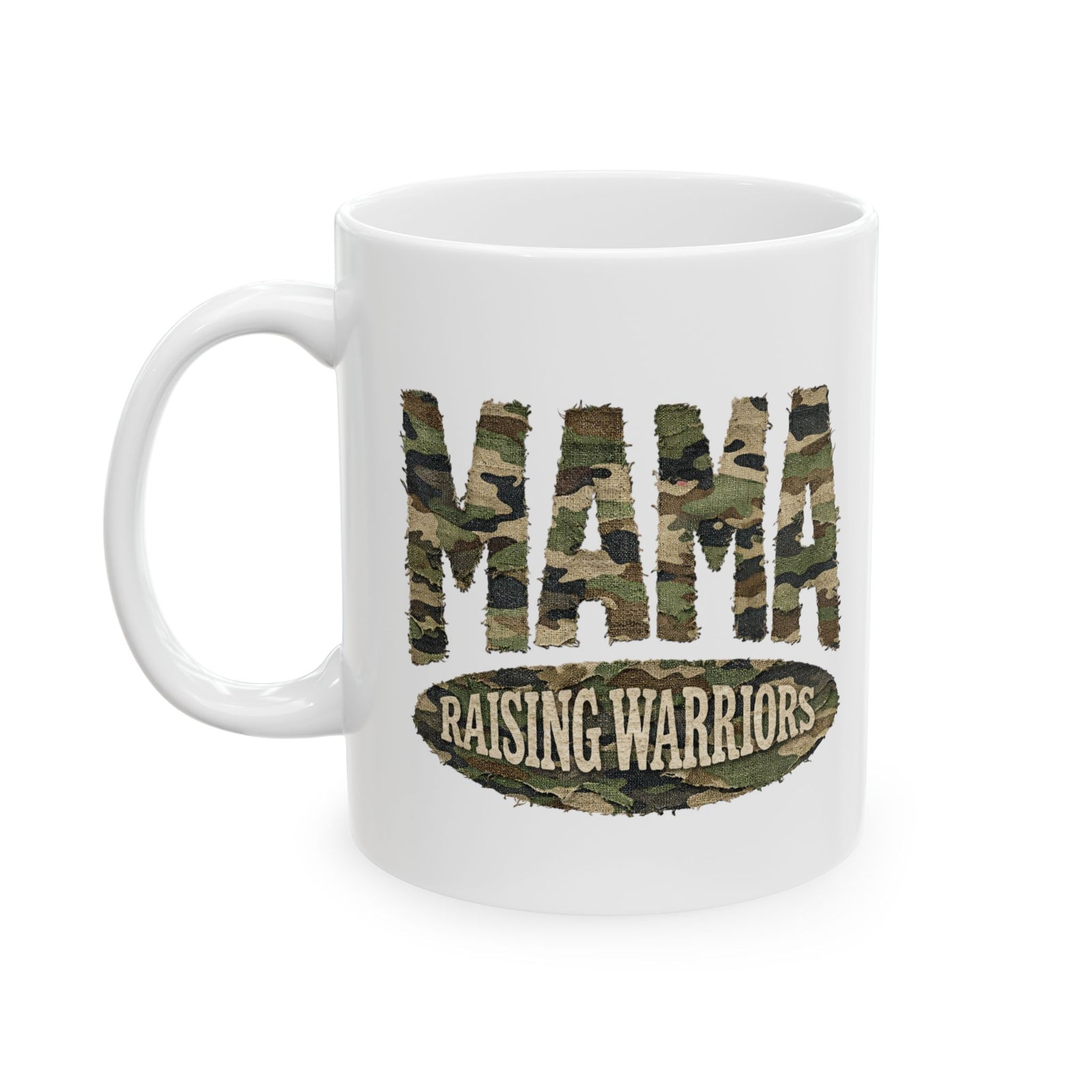 Camo Mama Raising Warriors Cute Ceramic Mug Coffee Cup (11oz & 15oz)