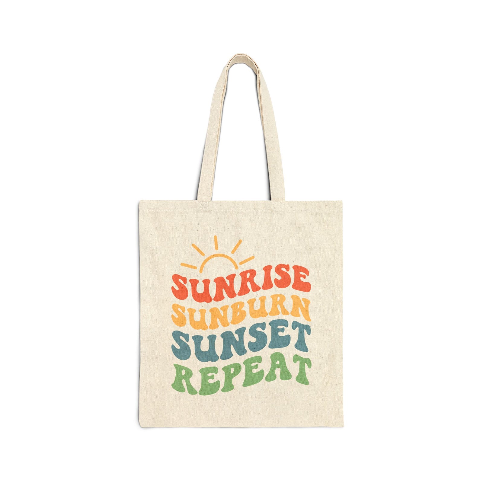 Sunrise Sunburn Sunset Repeat Retro Beach Cotton Canvas Tote Bag