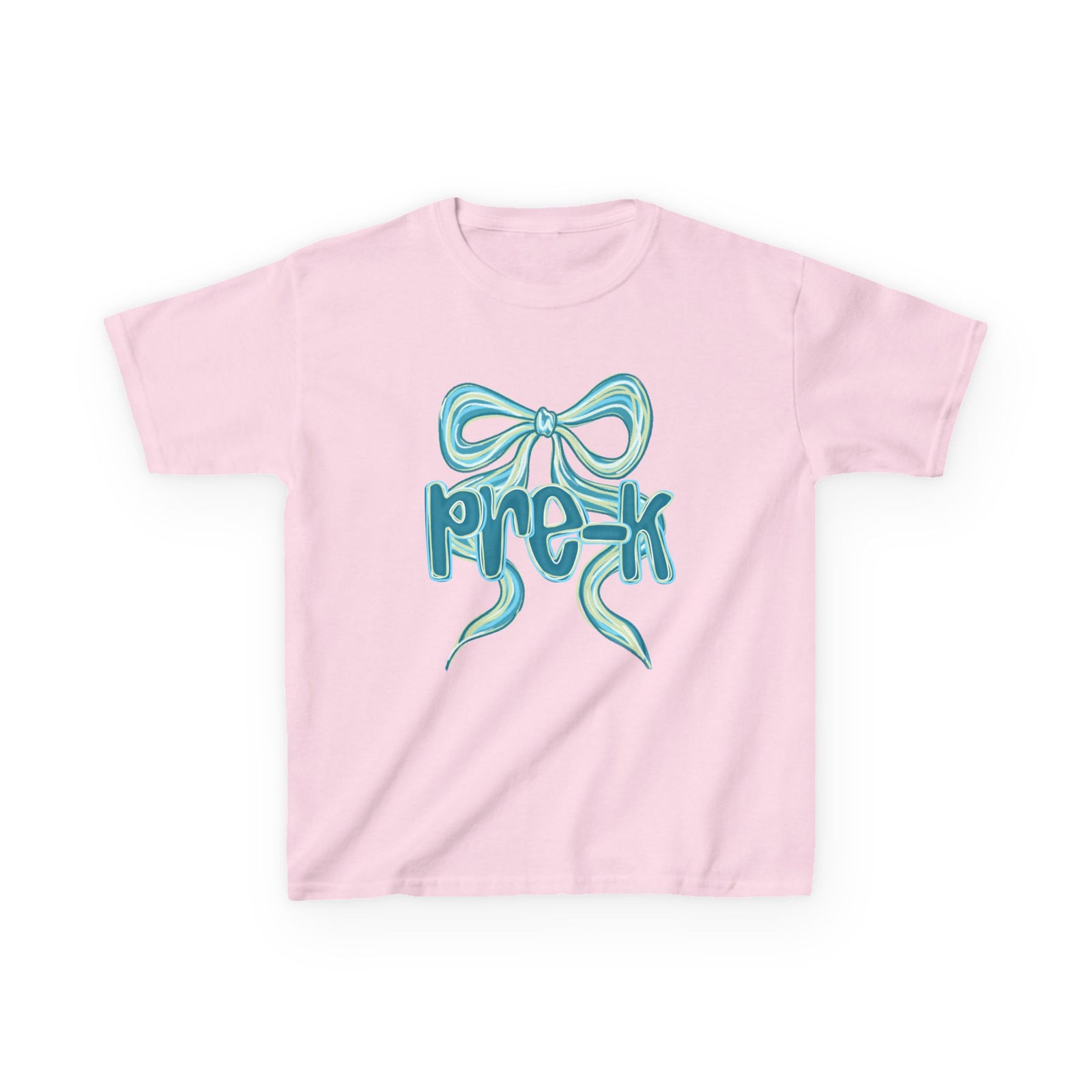 Pre-K Kids Tee Cute Blue Coquette Bow Back to School Preschool T-Shirt
