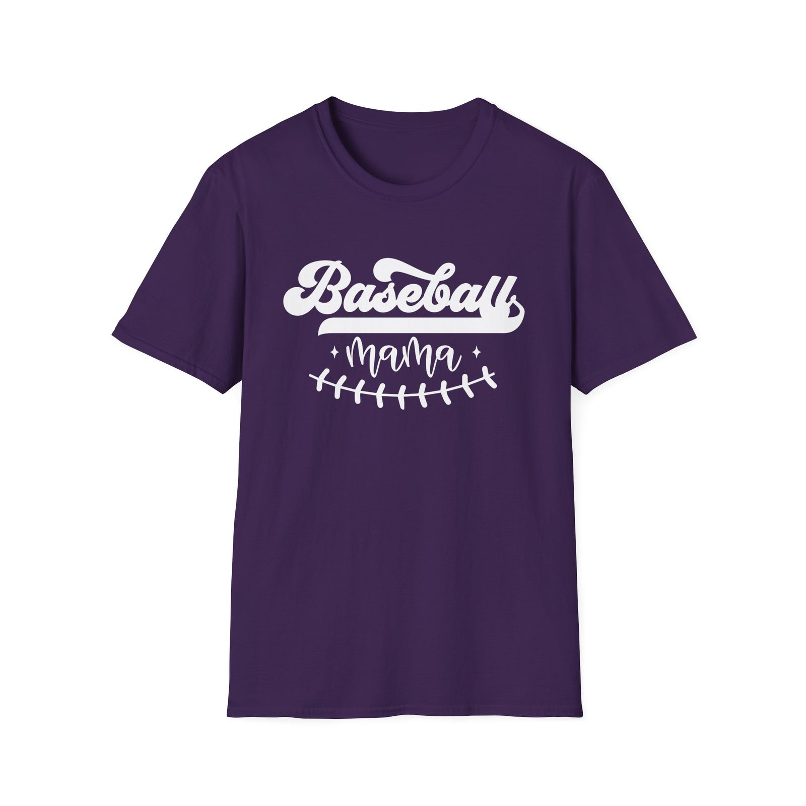 Baseball Mama Stitch Graphic T-Shirt Cute Sports Mom Tee (12 Team Colors)