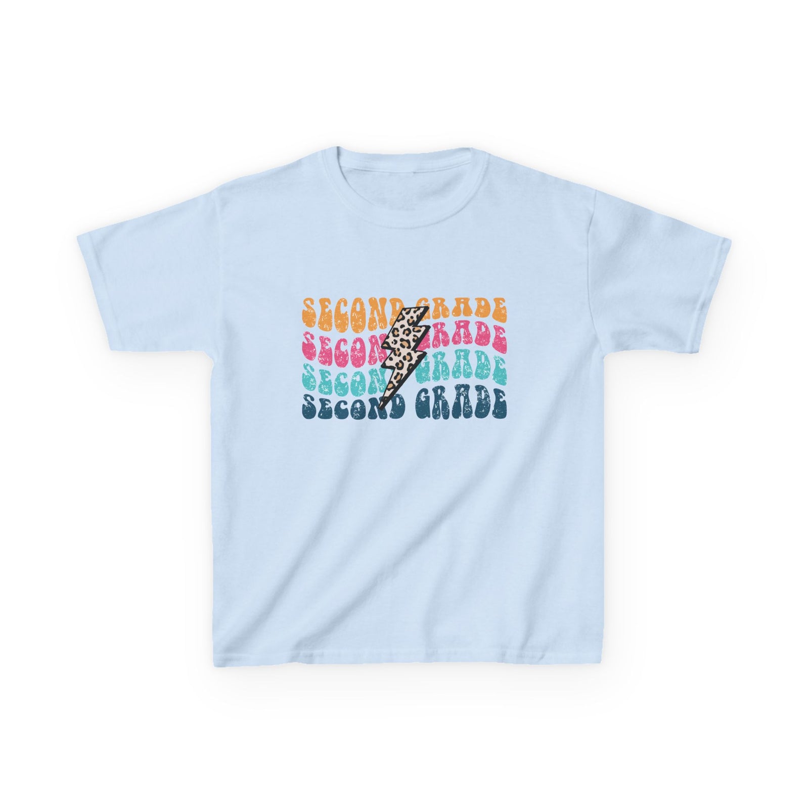 Second Grade Leopard Lightning Graphic Tee Back-to-School 2nd Grade Kids T-Shirt
