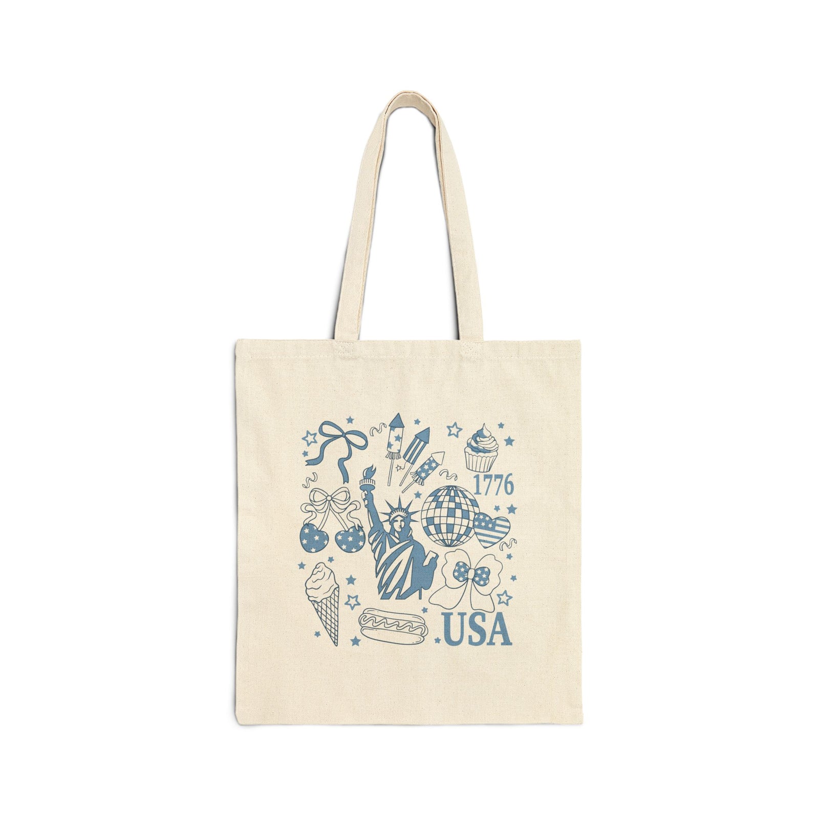 Patriotic Doddles USA Cotton Canvas Tote Bag