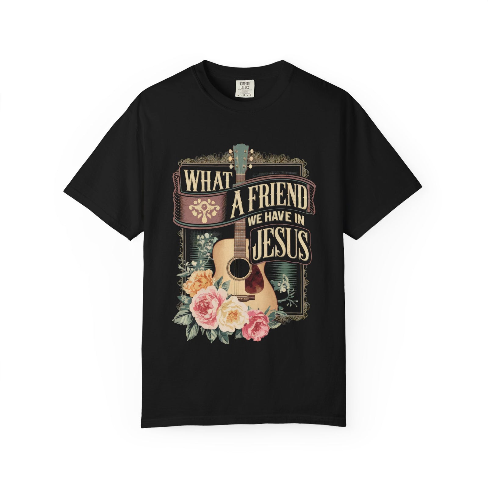 What a Friend We Have in Jesus Floral Vintage Tee Christian Guitar T-Shirt