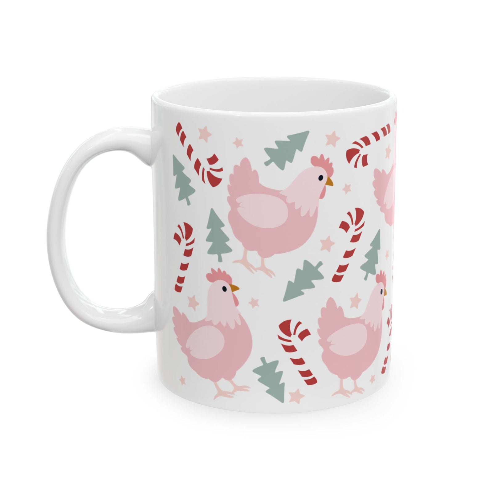 Christmas Chickens Ceramic Mug Coffee Cup (11oz & 15oz)