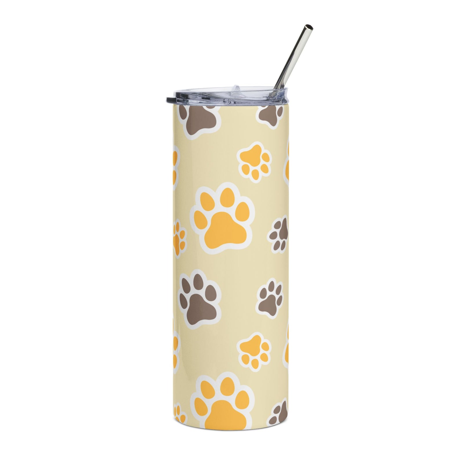 Paw Print Gold & Brown 20oz Stainless Tumbler Insulated Travel Cup - Sydney So Sweet