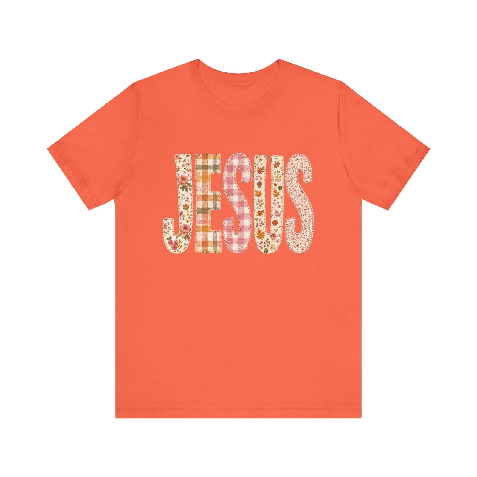 JESUS Floral Plaid Tee Women's Christian Graphic T-Shirt