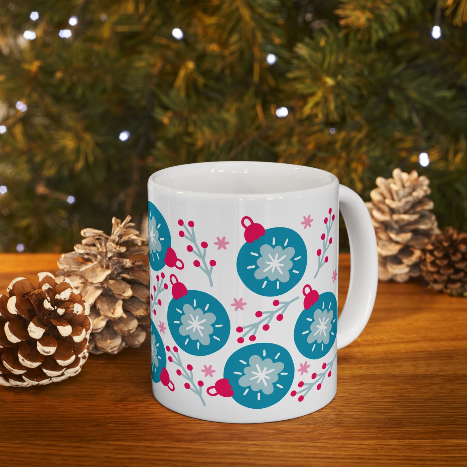Opulent Ornaments Christmas Ceramic Mug Coffee Cup (11oz & 15oz)