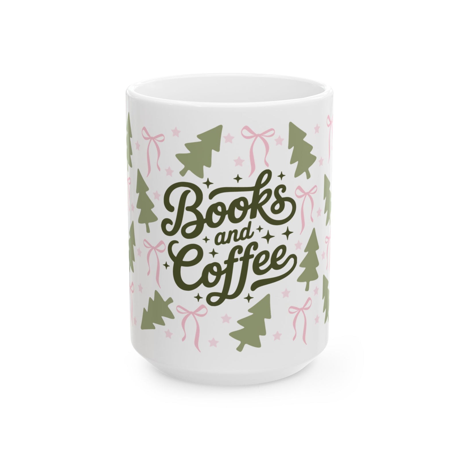 Books & Coffee Coquette Trees Ceramic Mug Coffee Cup (11oz & 15oz)