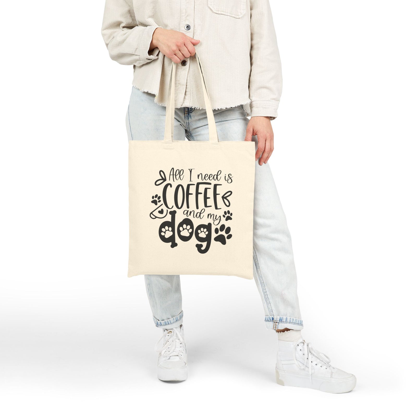 All I Need Is Coffee and My Dog Cotton Canvas Dog Lover Coffee Tote Bag