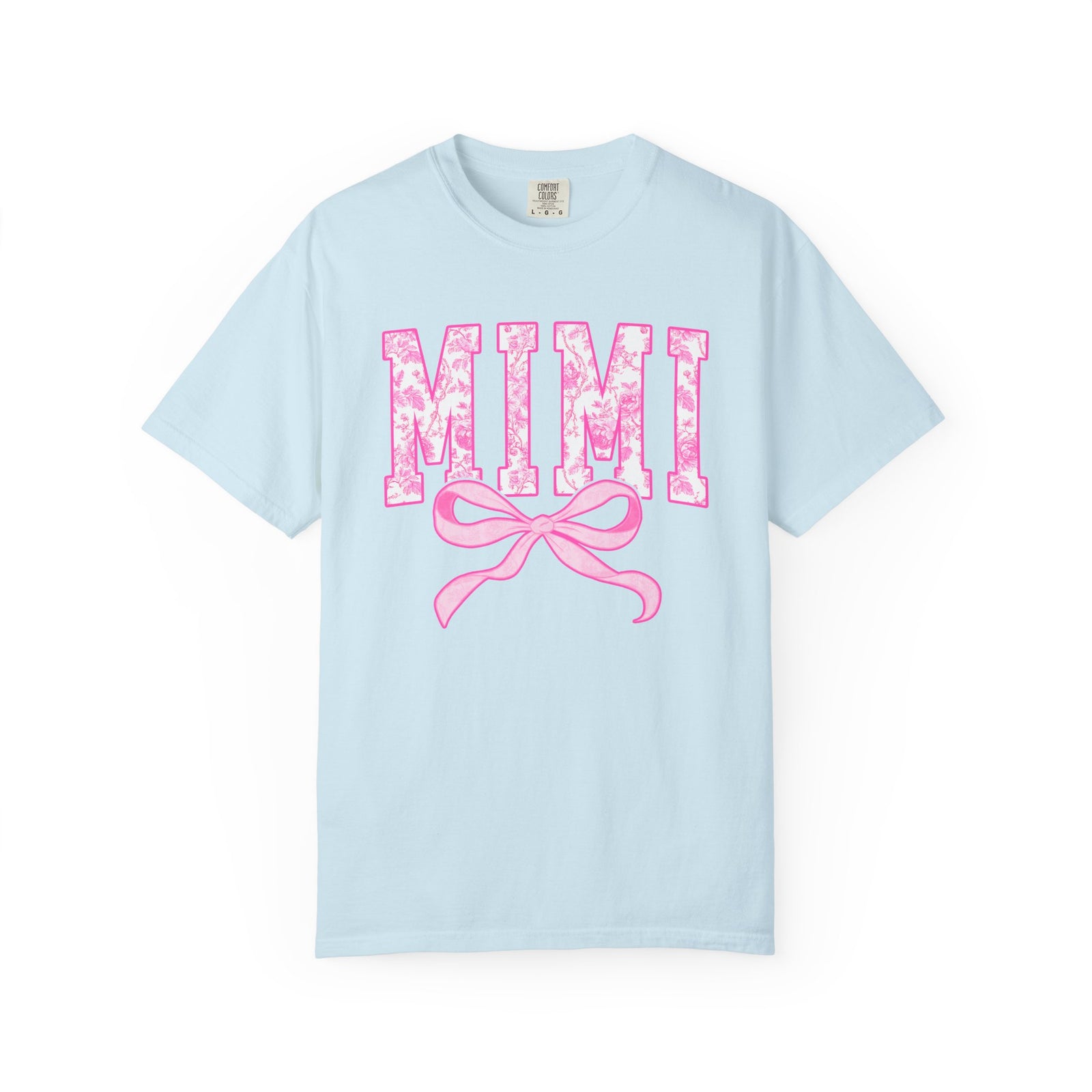 Mimi Coquette Pink Toile Bow T-Shirt Cute Grandmother Graphic Tee