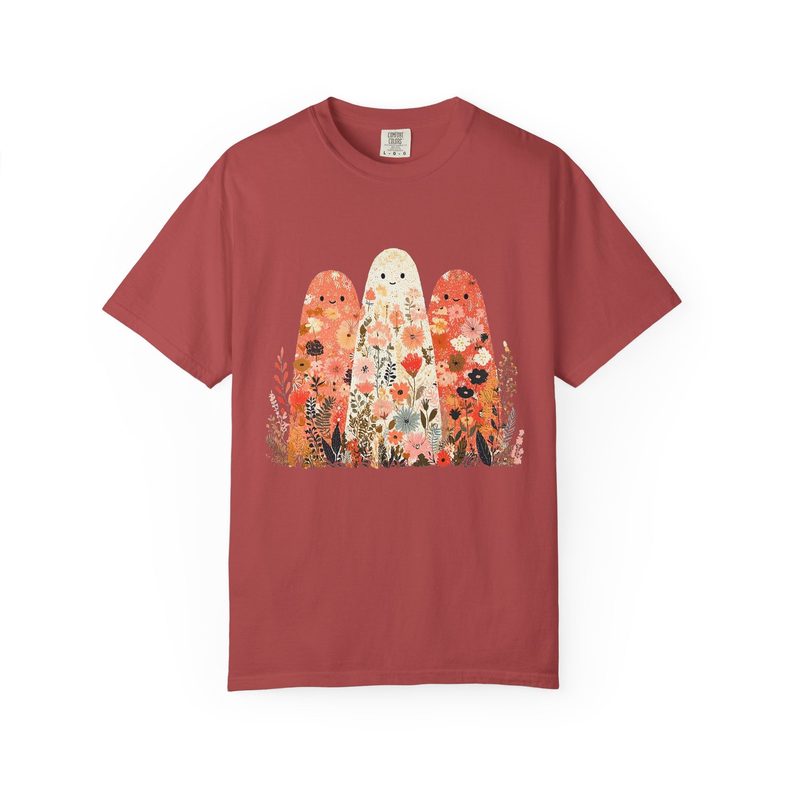 Floral Ghosts T-Shirt Cute Autumn Floral Ghosts Graphic Tee