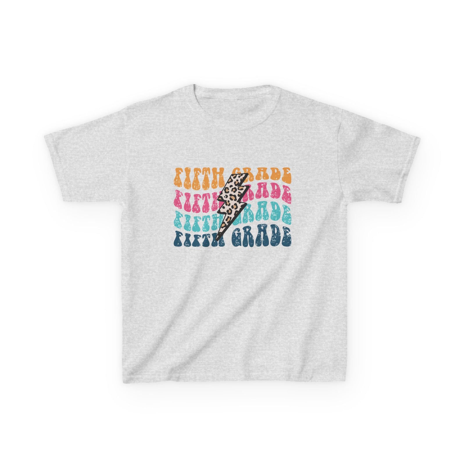 Fifth Grade Leopard Lightning Graphic Tee Back-to-School 5th Grade Kids T-Shirt