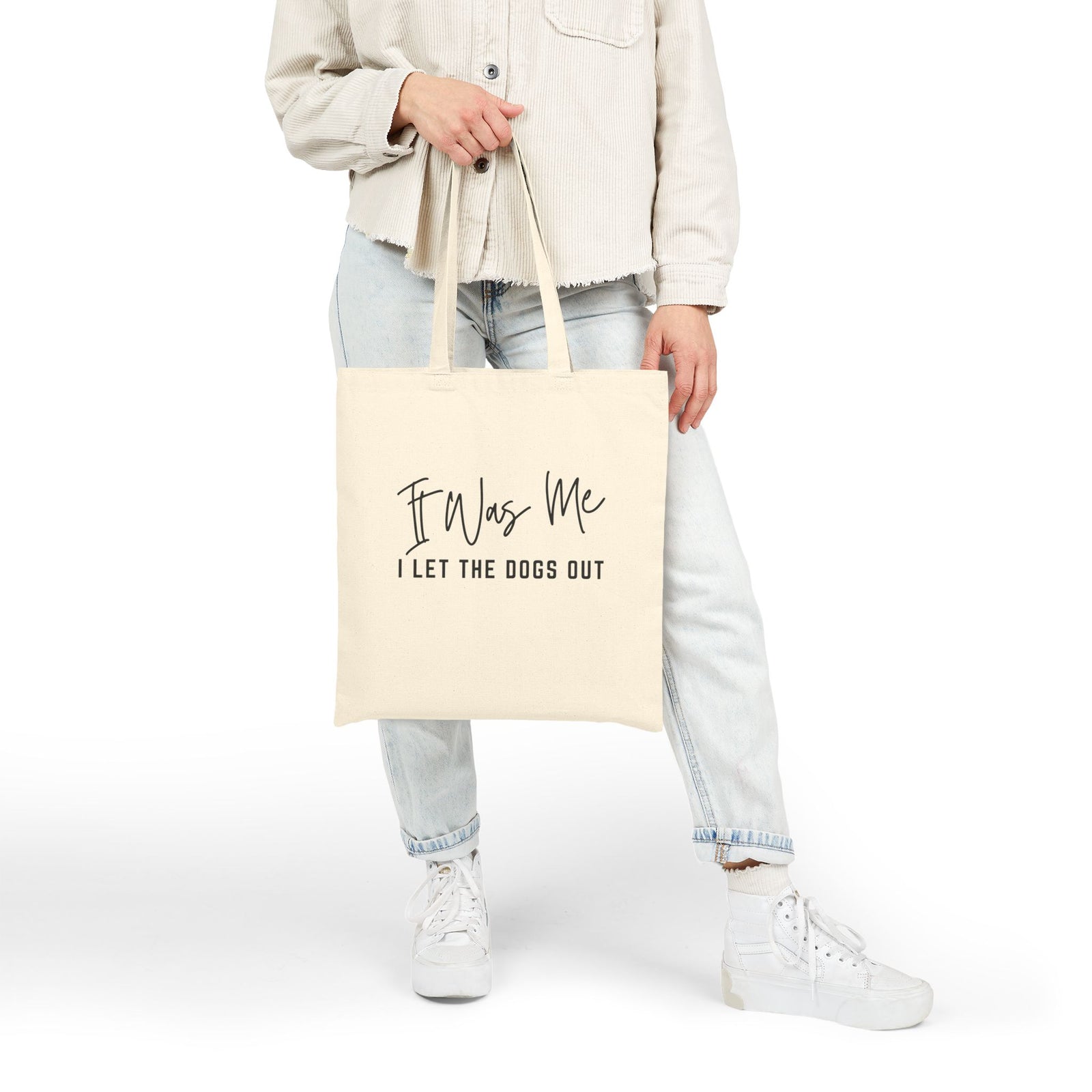 It Was Me I Let The Dogs Out Dog Lover Cotton Canvas Tote Bag