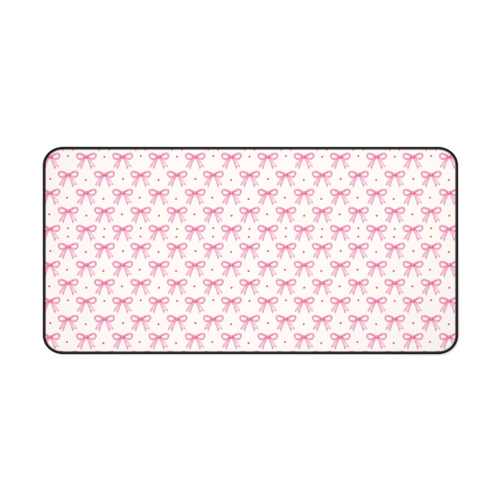 Coquette Bow Desk Mat - Hot Pink & Dot Design for Home Office Decor - Sydney So Sweet