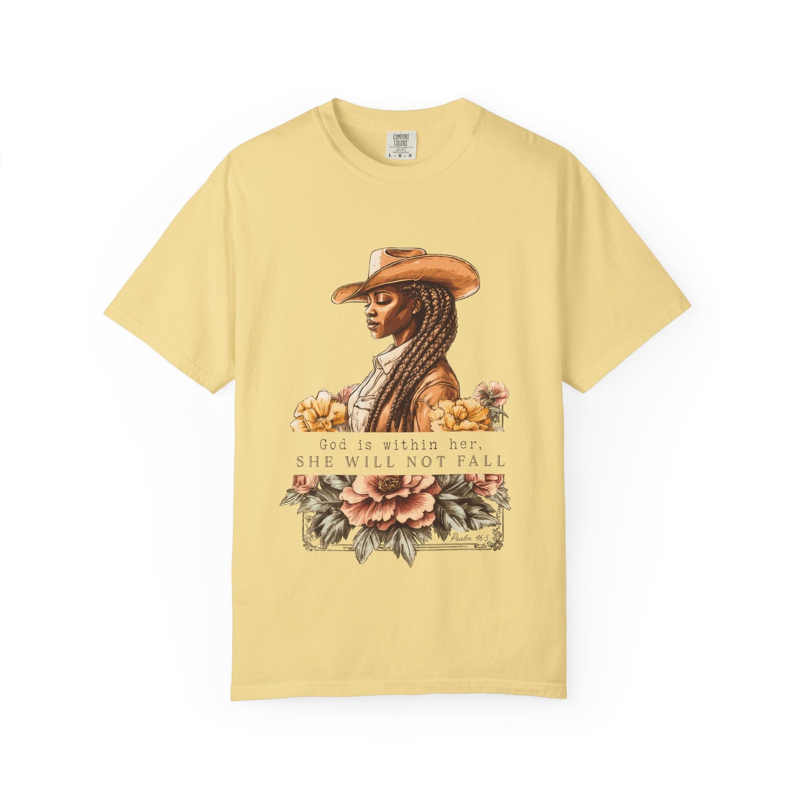 God is With Her She Will Not Fall T-Shirt Floral Cowgirl Empowerment Tee
