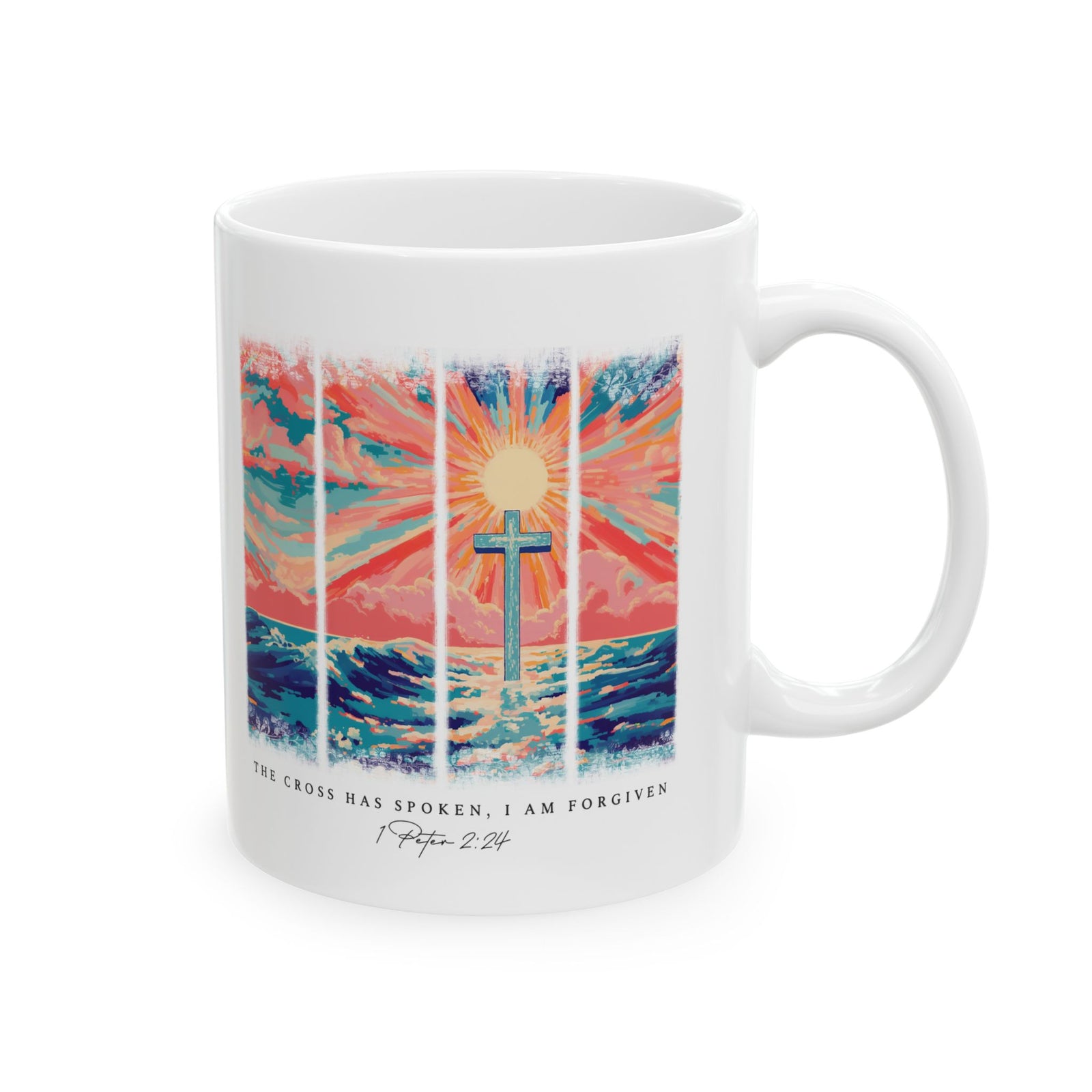 The Cross Has Spoken I am Forgiven Christian Ceramic Mug Coffee Cup (11oz & 15oz)