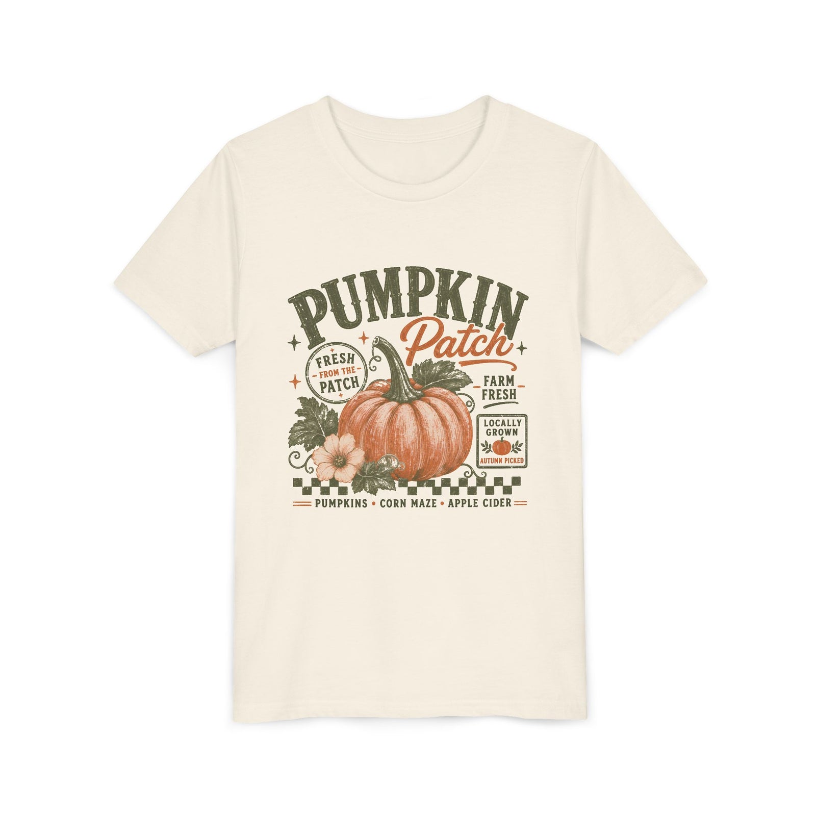 Pumpkin Patch Tee Vintage Fall Harvest Kids Graphic T-Shirt