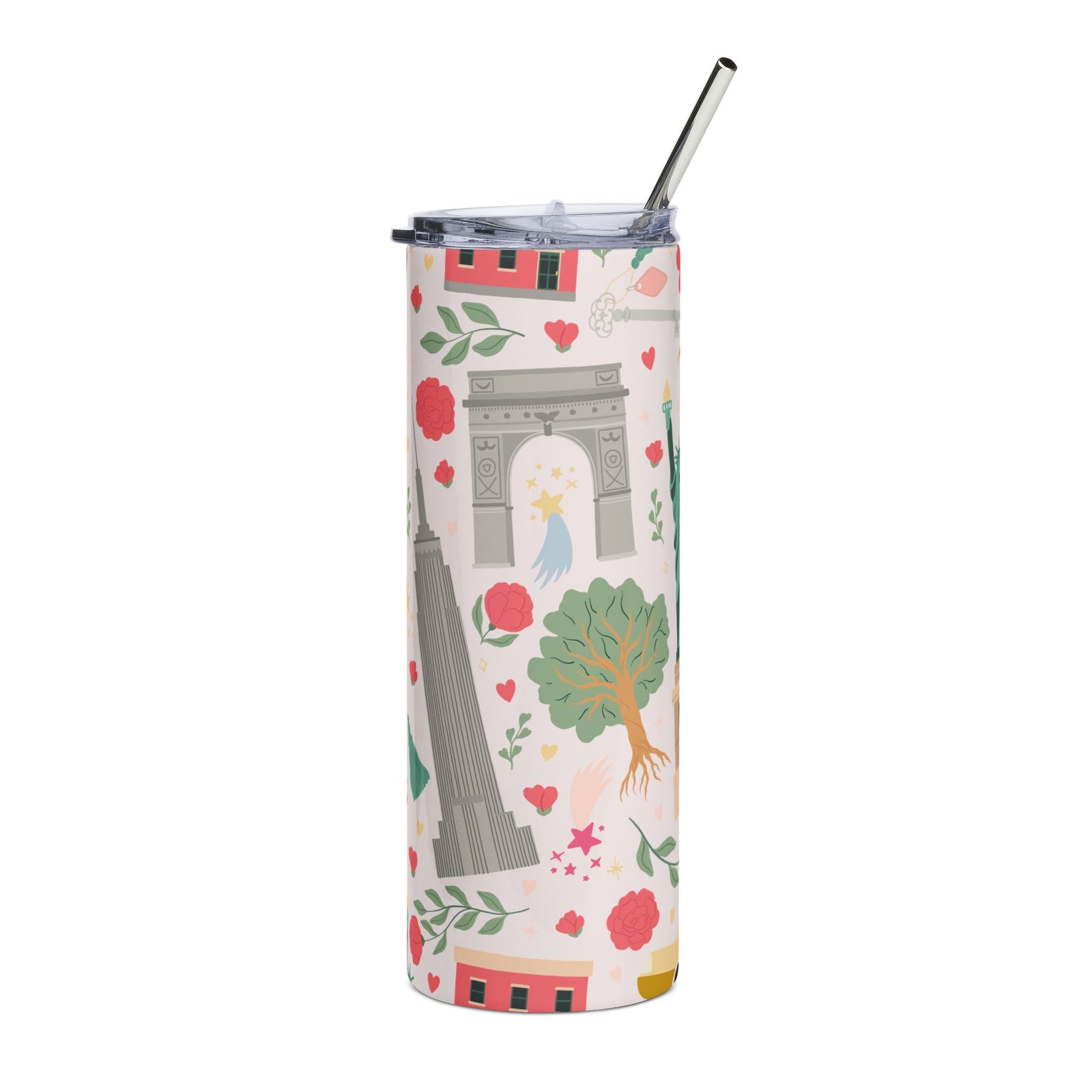 NYC Girly Floral 20oz Floral Stainless Tumbler Insulated Travel Cup - Sydney So Sweet