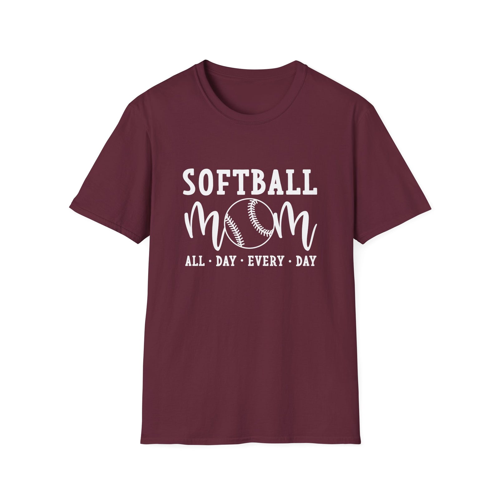 Softball Mom All Day Graphic T-Shirt Cute Sports Mom Tee (12 Team Colors)