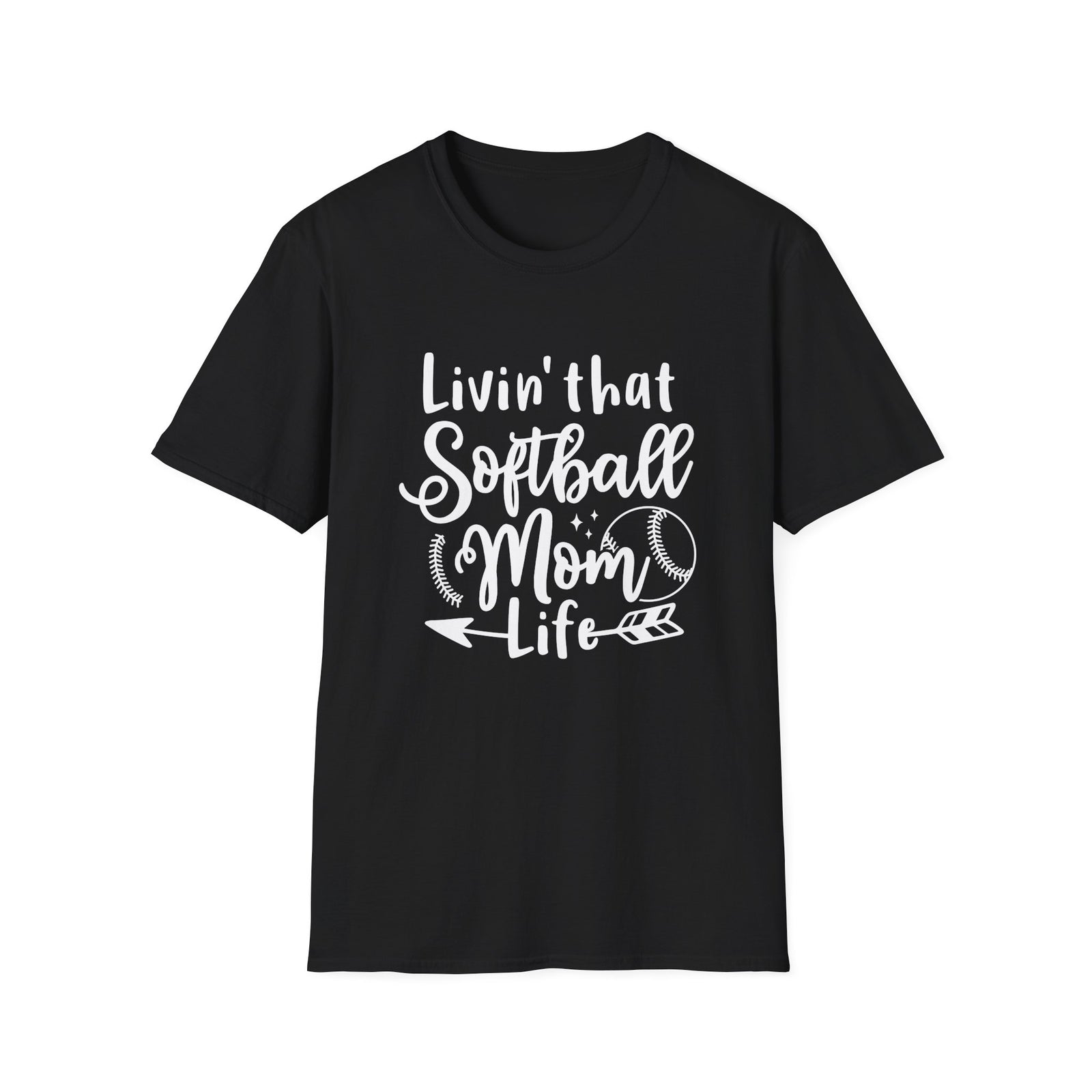 Livin' That Softball Mom Life Graphic T-Shirt Cute Sports Mom Tee (12 Team Colors)