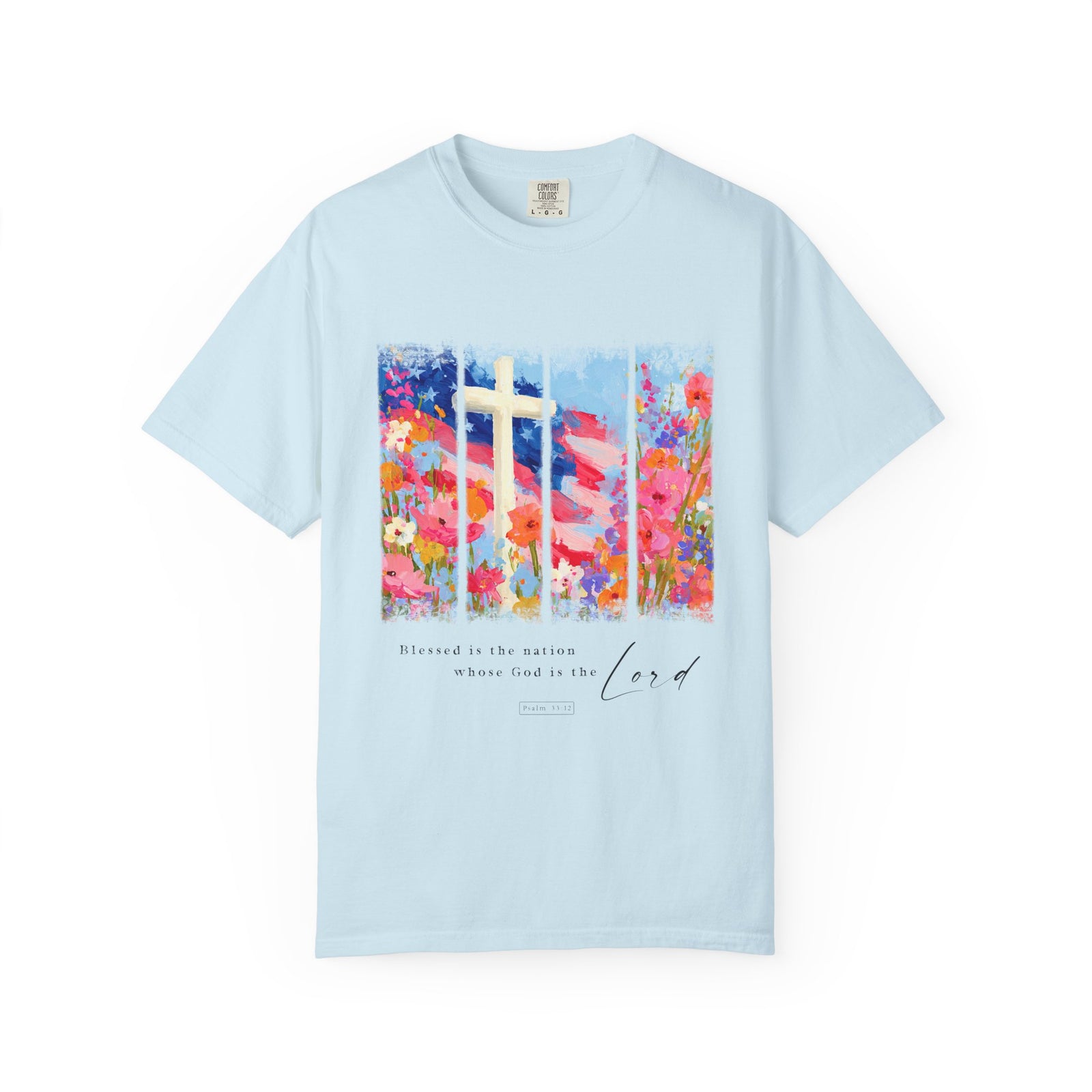 Blessed is the Nation Christian Patriotic T-Shirt 4th of July Graphic Tee