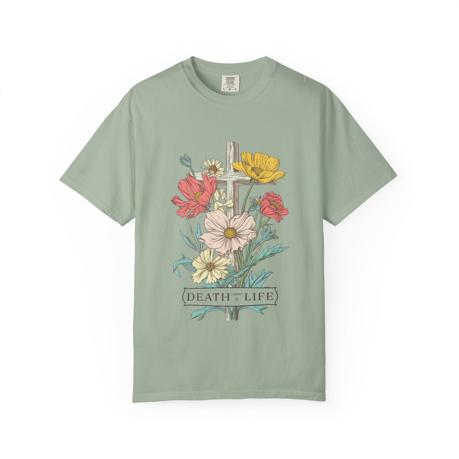 Death Has Come to Life Floral Cross Easter Unisex Tee Christian Distressed T-Shirt