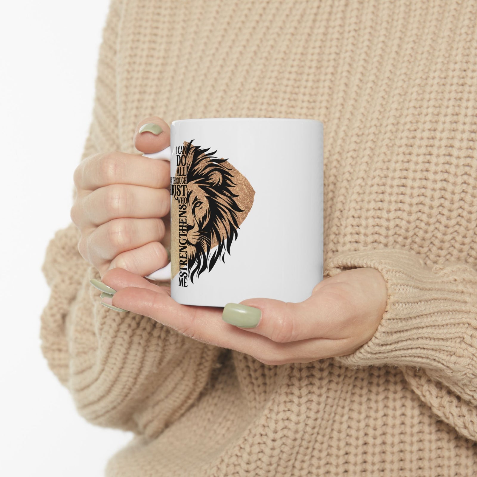 All Things Through Christ Christian Ceramic Coffee Cup (11oz, 15oz) - Sydney So Sweet