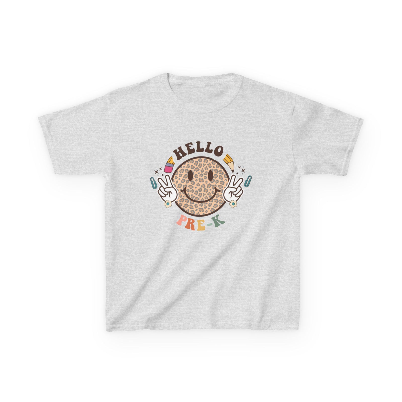 Pre-K Cheetah Smiley Face Graphic Tee Back-to-School Pre-K Kids T-Shirt