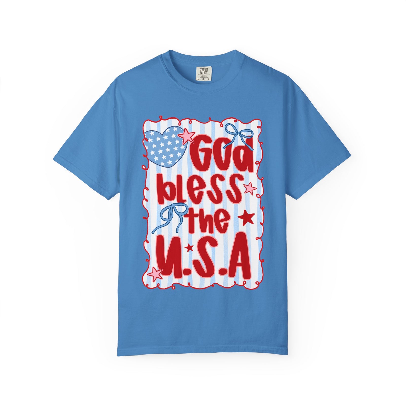 God Bless the U.S.A. Graphic T-Shirt Patriotic 4th of July Tee