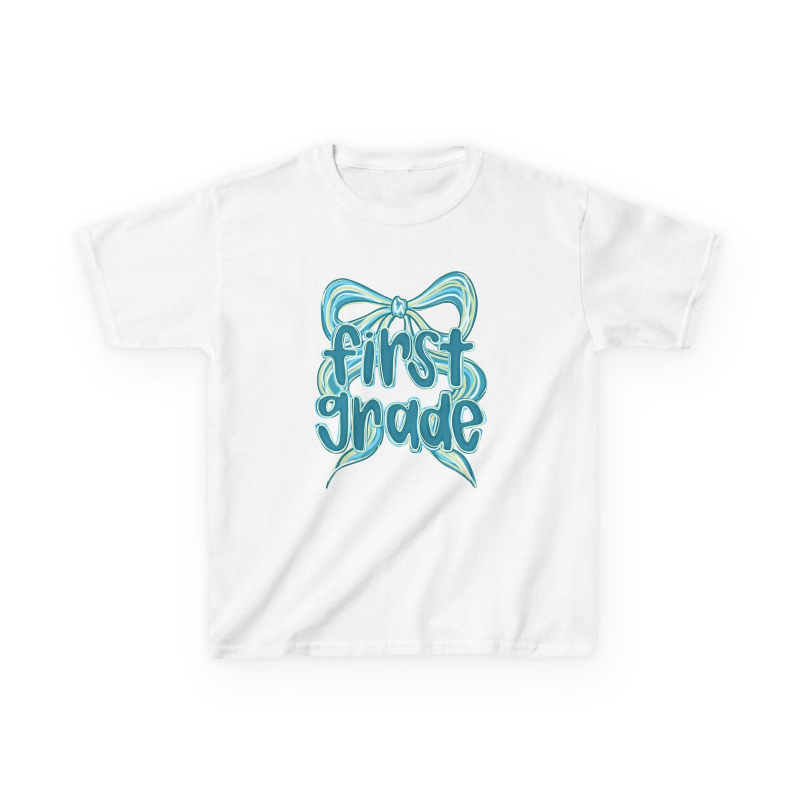 First Grade Kids Tee Cute Blue Coquette Bow Back to School 1st Grade T-Shirt