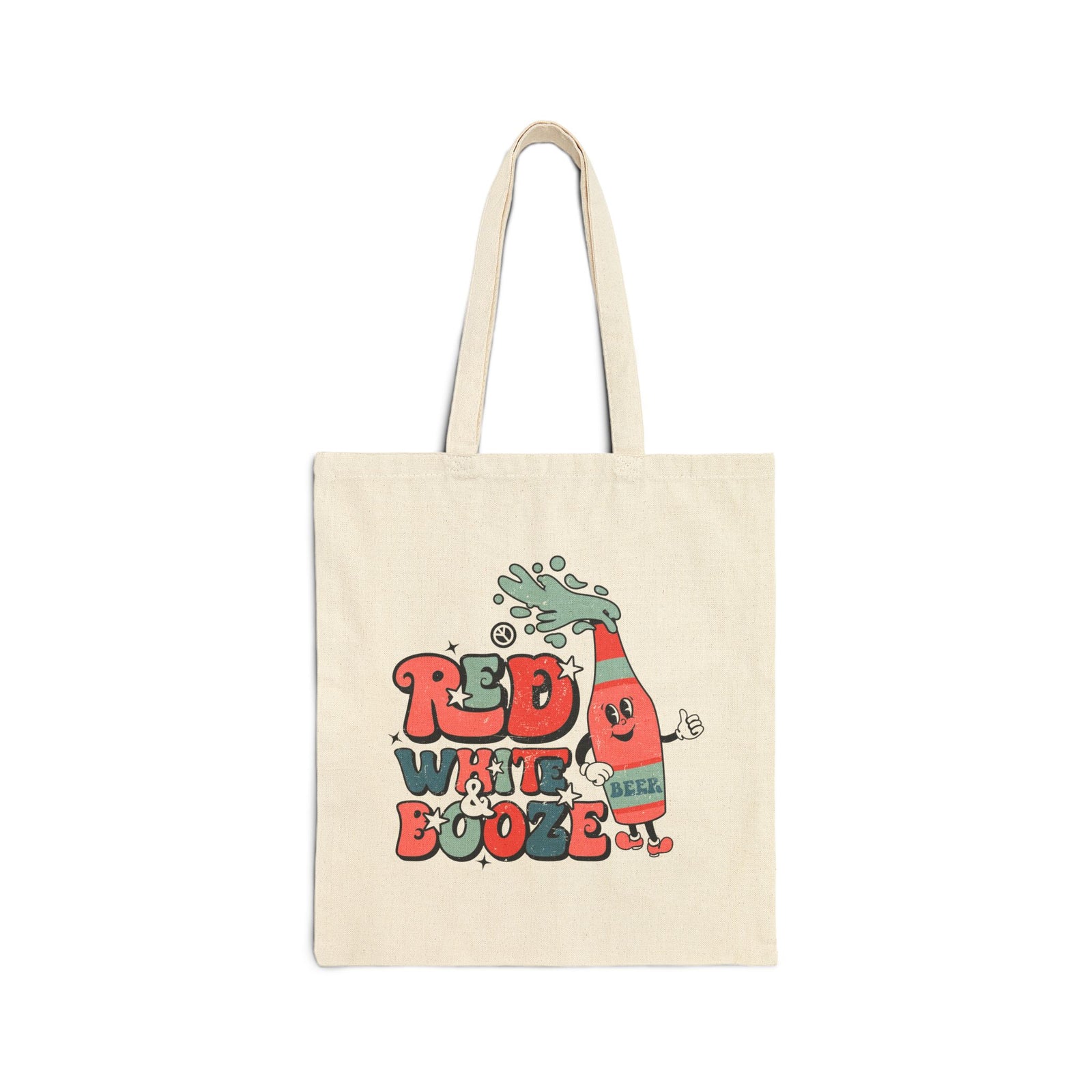 Red White & Booze Patriotic Bottle Cotton Canvas Tote Bag