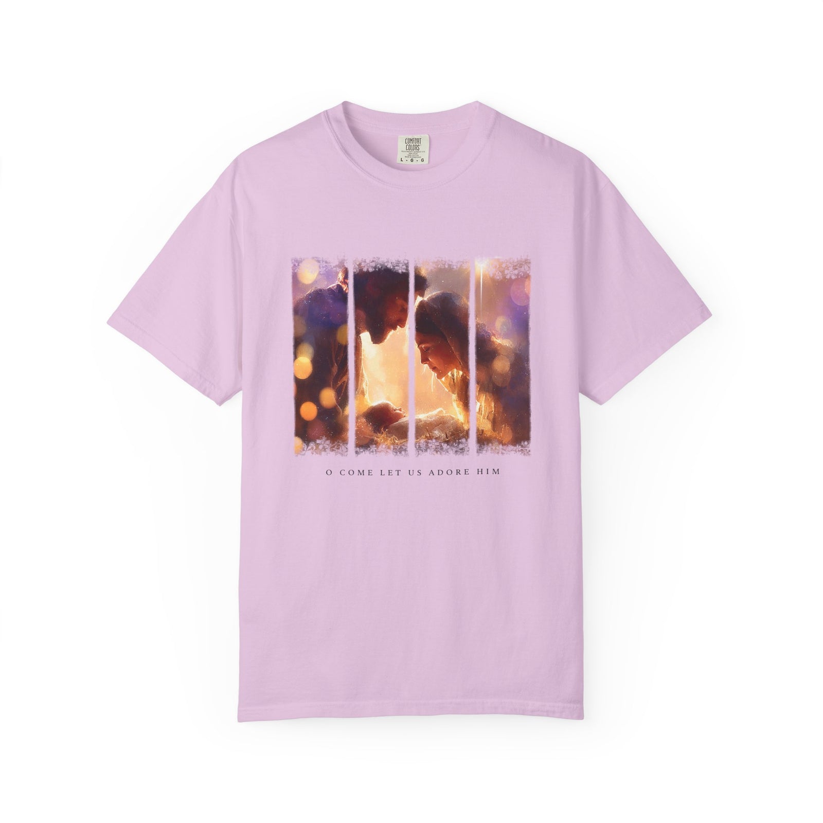 O Come Let Us Adore Him Holy Family Christmas T-Shirt Christian Graphic Tee