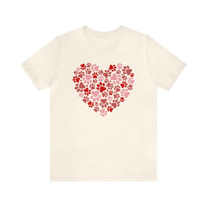 Dog Paw Heart Dog Mom Valentine's Day Short Sleeve Graphic T-Shirt - Sydney So Sweet