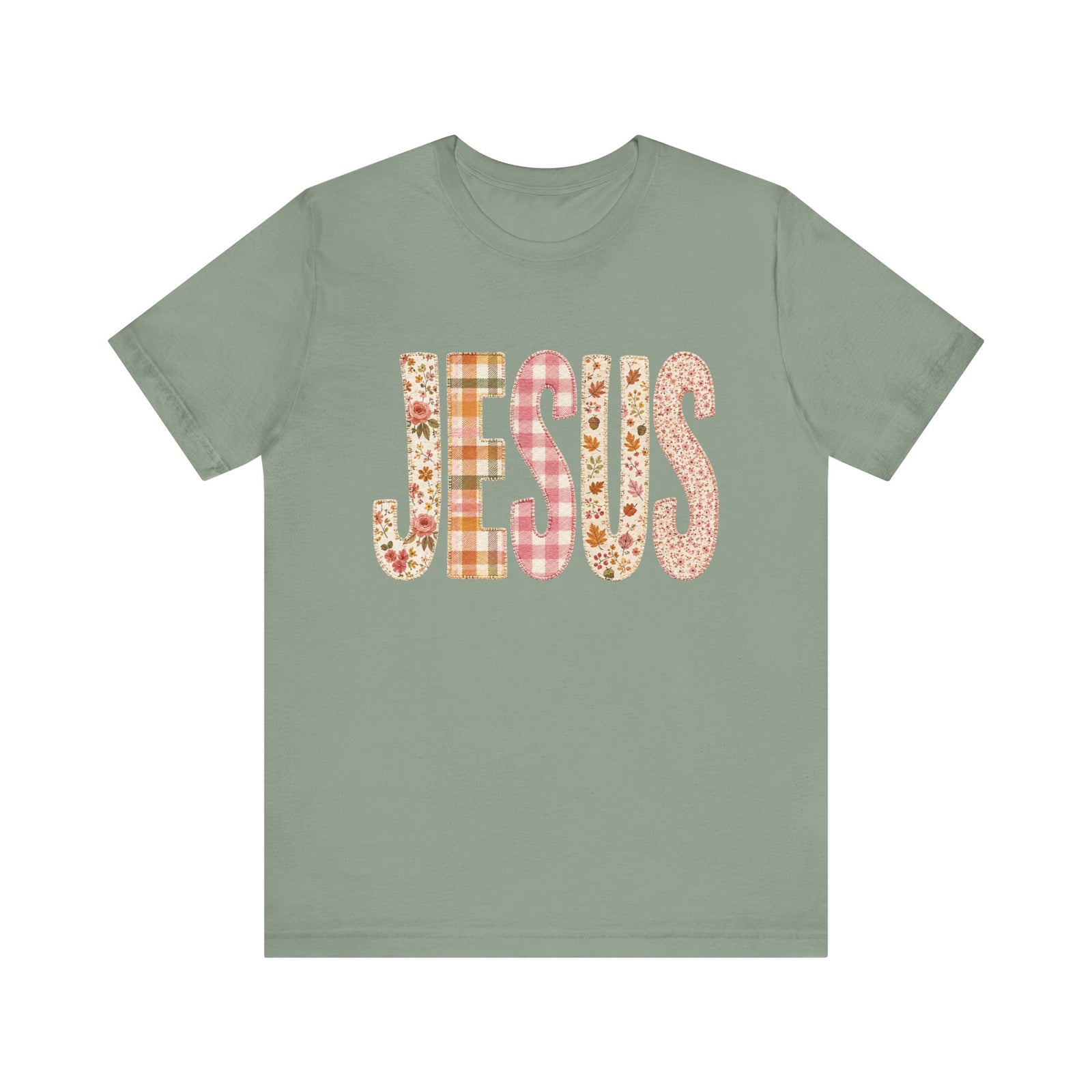 JESUS Floral Plaid Tee Women's Christian Graphic T-Shirt