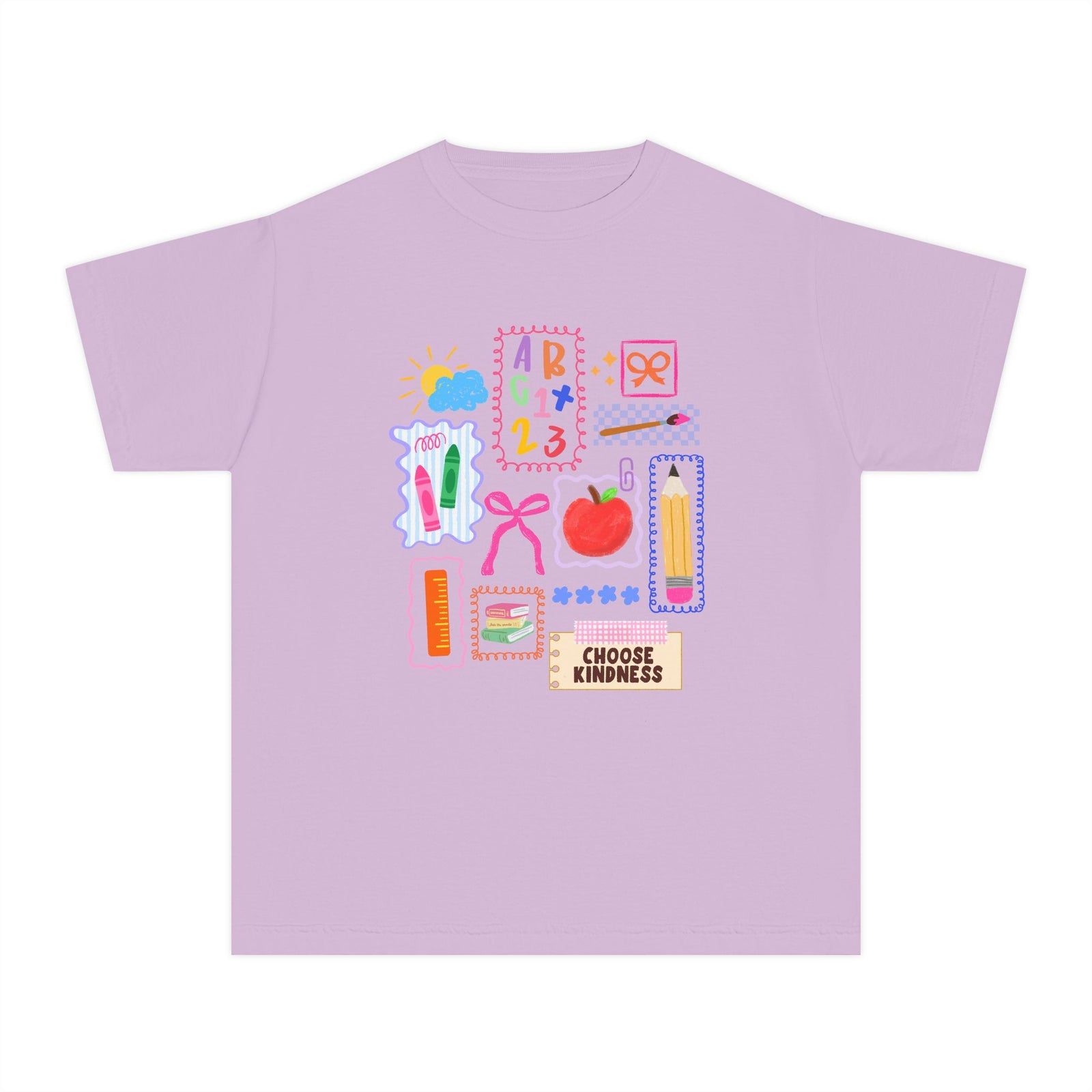Choose Kindness Coquette Doodles Bow Graphic Tee Kids Back to School T-Shirt
