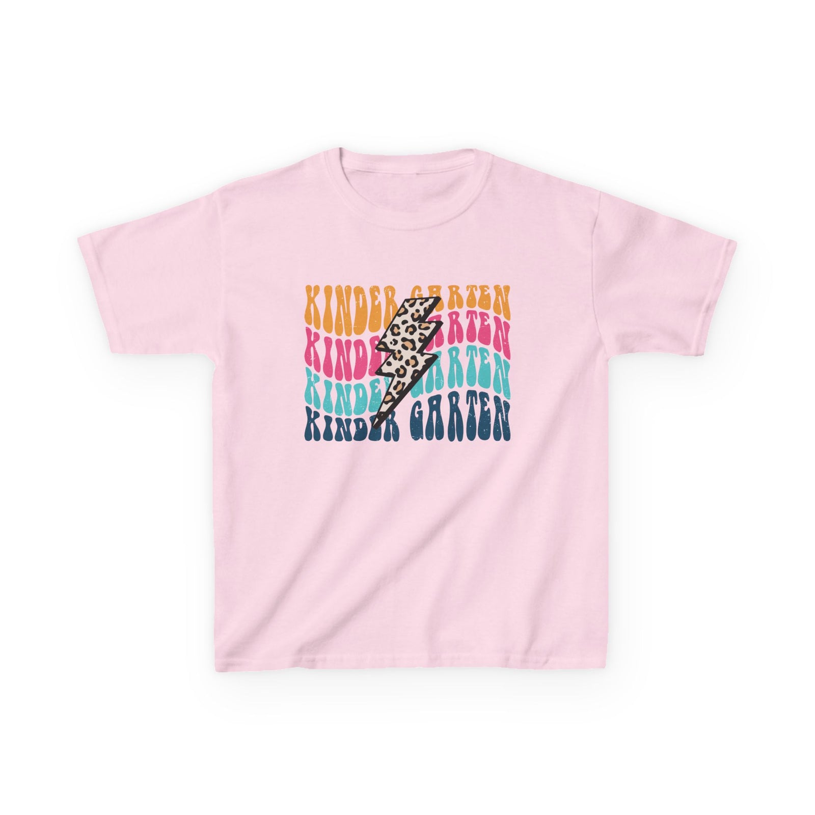 Kindergarten Grade Leopard Lightning Graphic Tee Back-to-School Kids T-Shirt