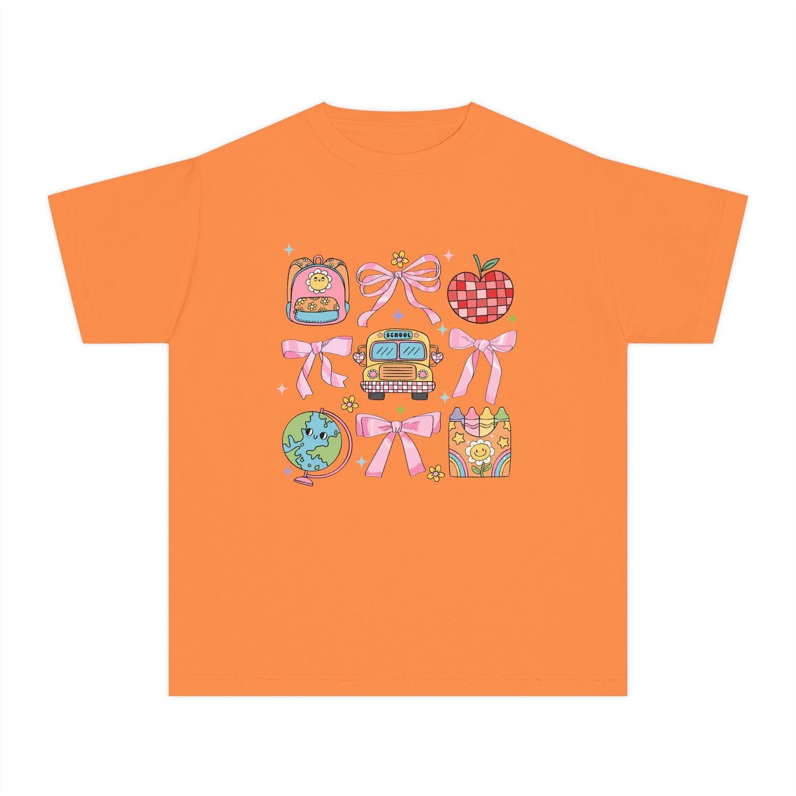 Coquette Back to School Bow Graphic Tee Kids Preppy Cute T-Shirt