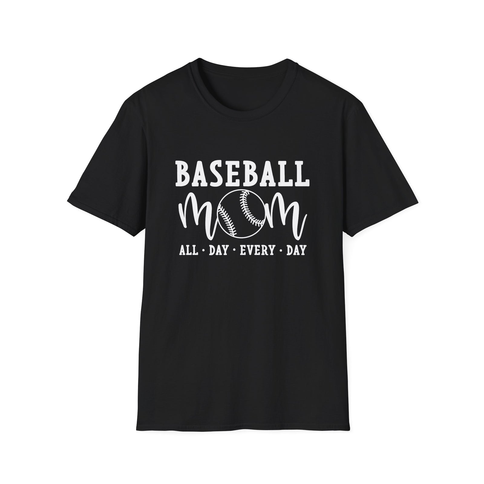 Baseball Mom All Day Graphic T-Shirt Cute Sports Mom Tee (12 Team Colors)