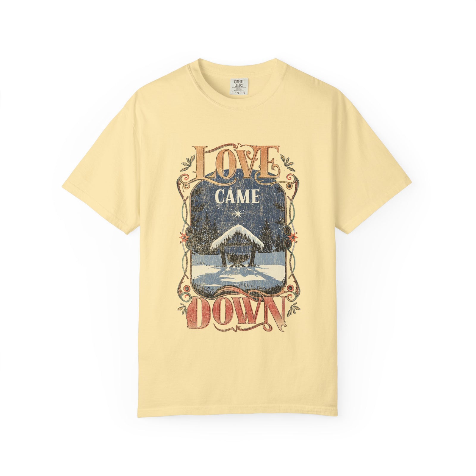 Love Came Down Jesus Christmas Distressed T-Shirt Christian Graphic Tee