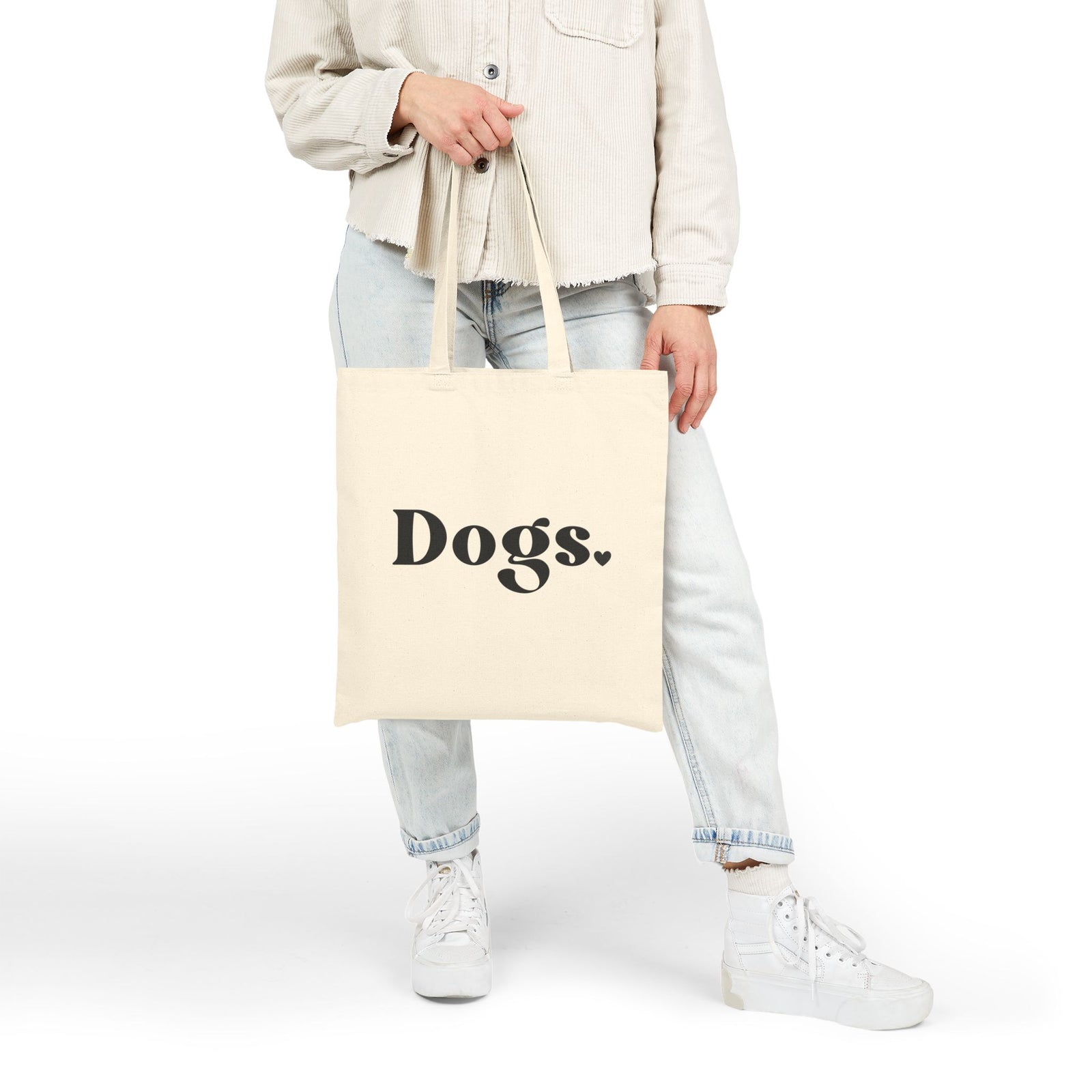 Dogs Period Dog Mom Heart Cotton Canvas Tote Bag