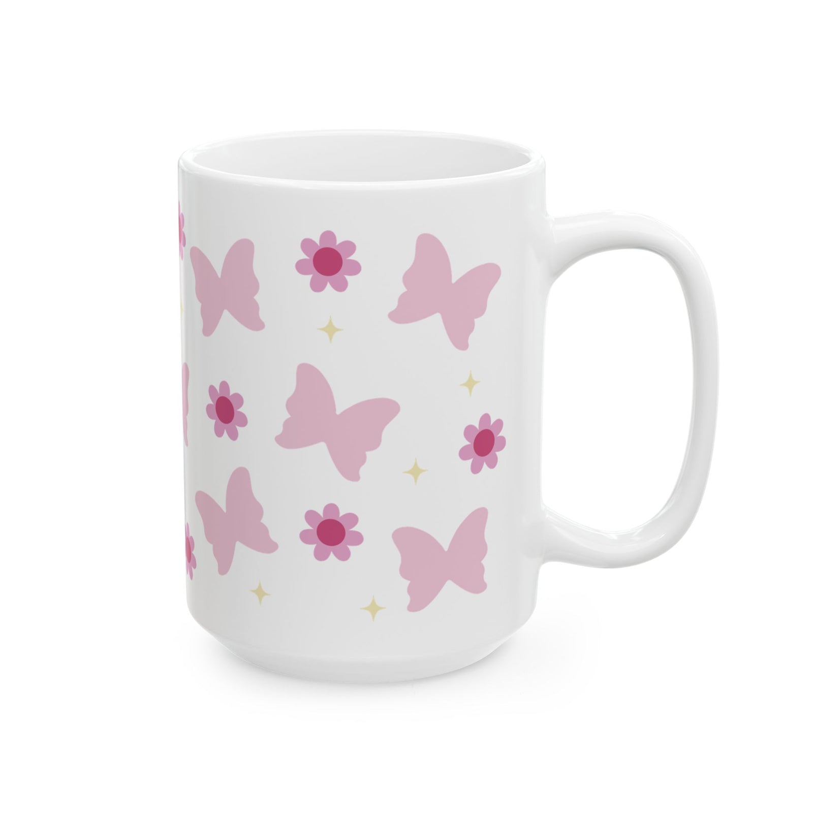 Butterflies & Daisies Cute Ceramic Mug Coffee Cup (11oz & 15oz)