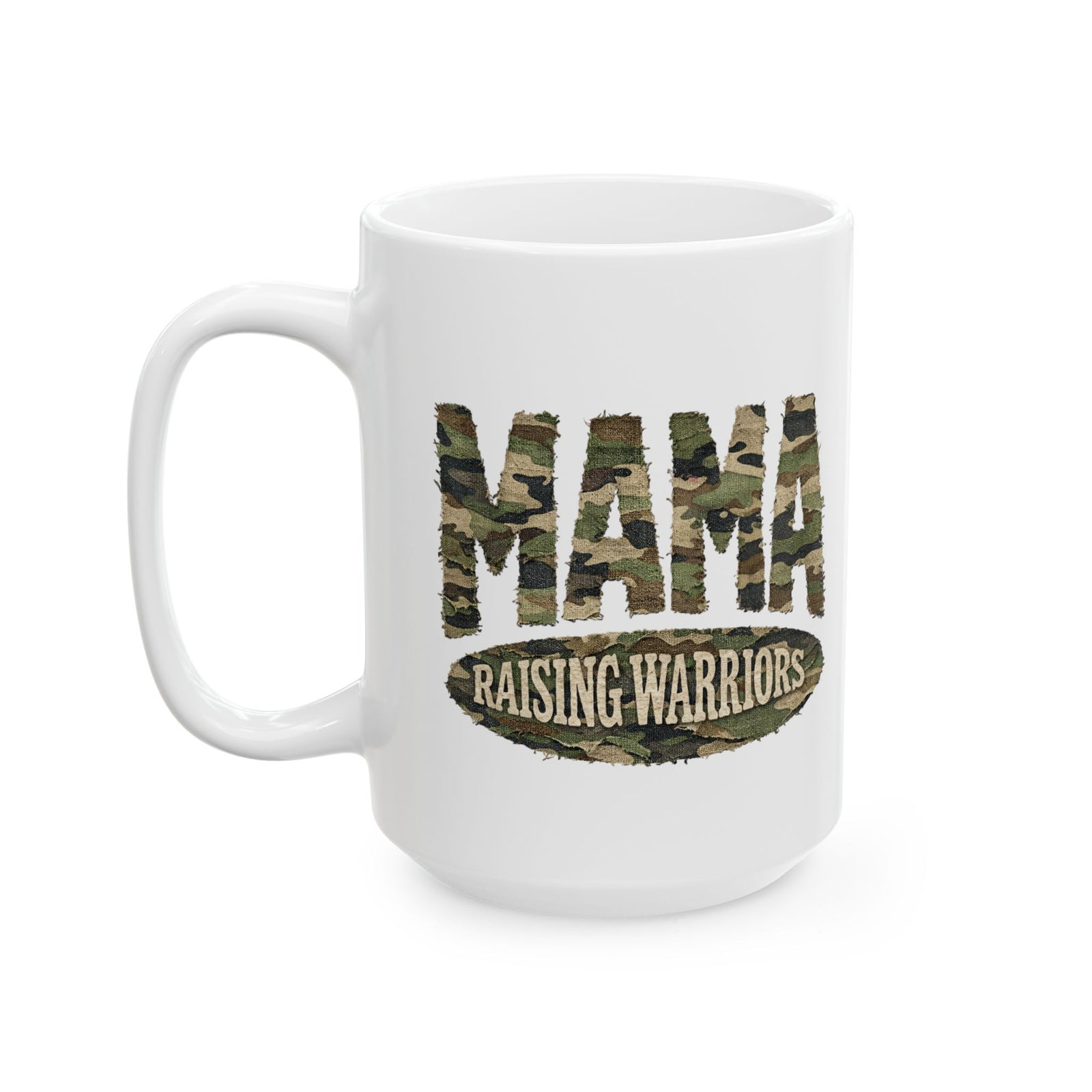 Camo Mama Raising Warriors Cute Ceramic Mug Coffee Cup (11oz & 15oz)
